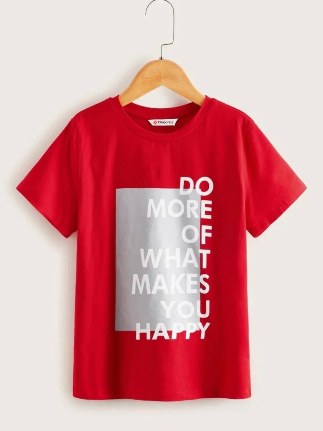 

Dagcros Boys Typography Printed Round Neck Cotton T-shirt, Red