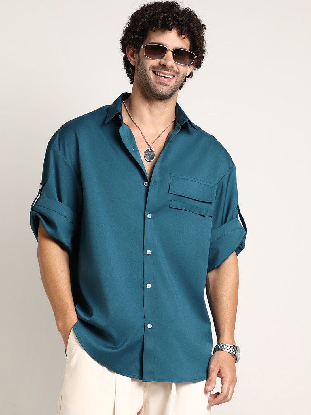 

Campus Sutra Men Comfort Opaque Casual Shirt, Green