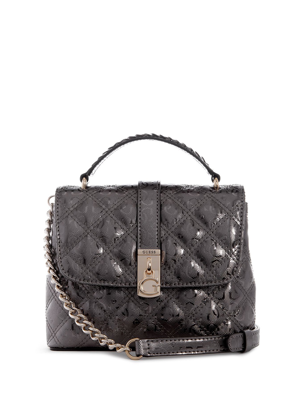 

GUESS Textured PU Structured Satchel, Grey