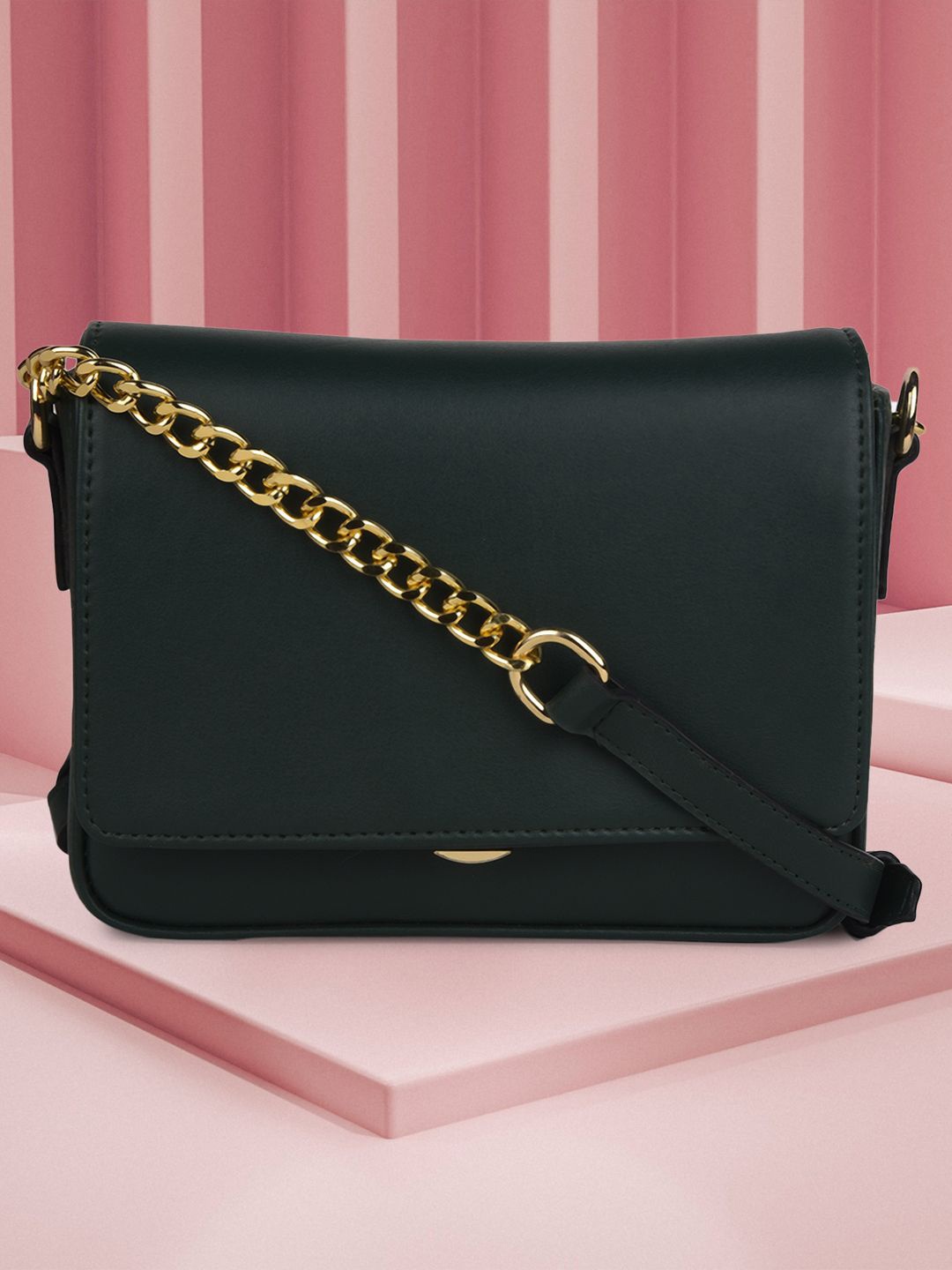 

Marie Claire Women Solid Structured Sling Bag, Black