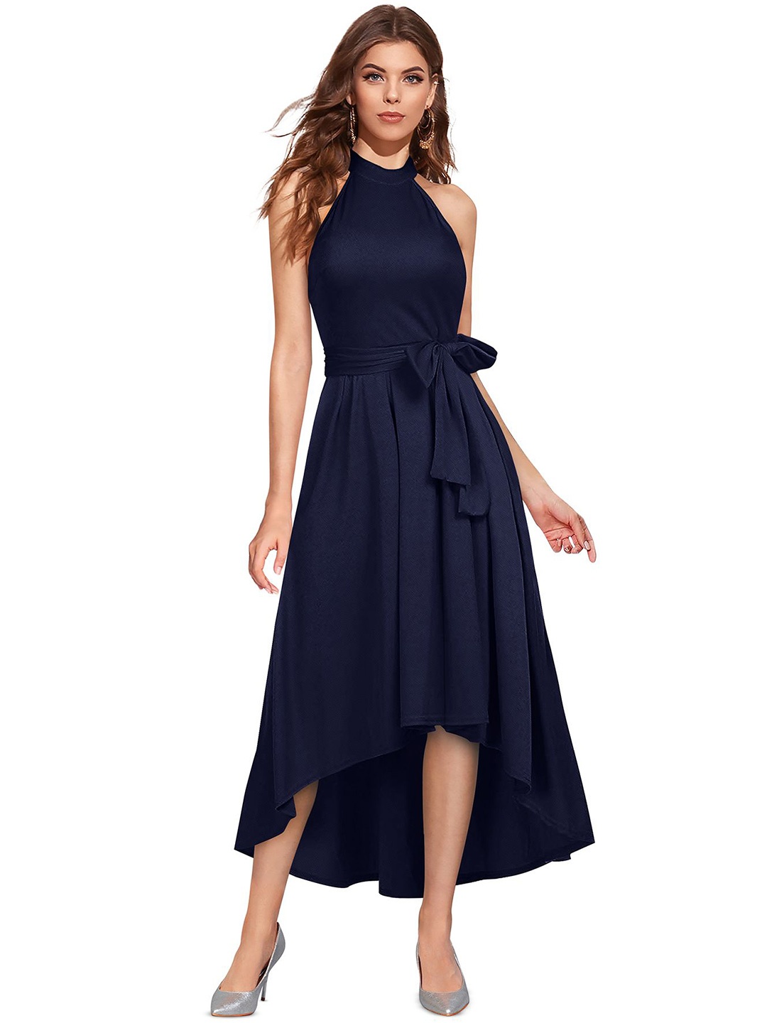 

S.K.C Women Sleeveless Fit & Flare Midi Dress, Blue