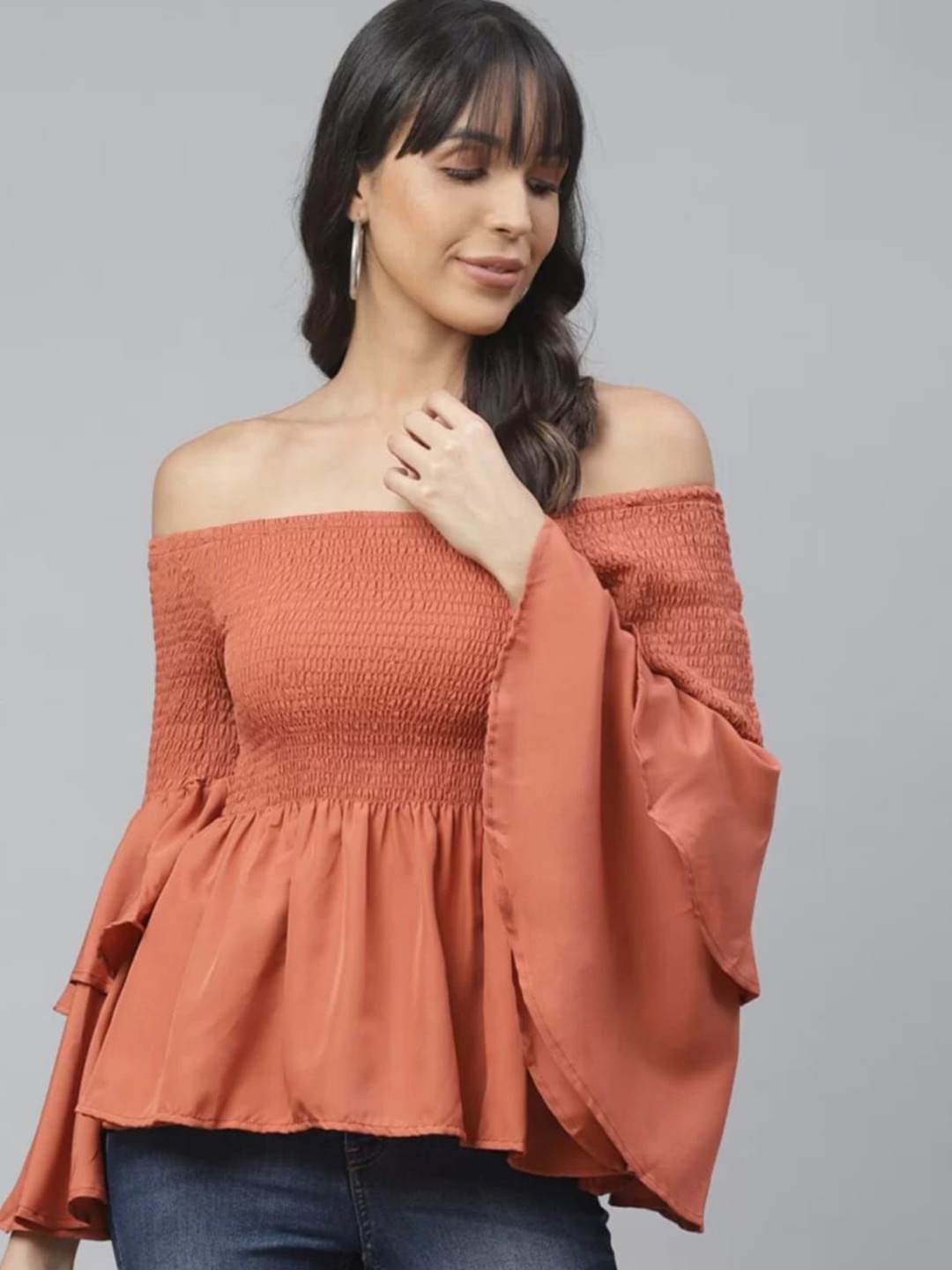 

CORSICA Women Peplum Top, Rust