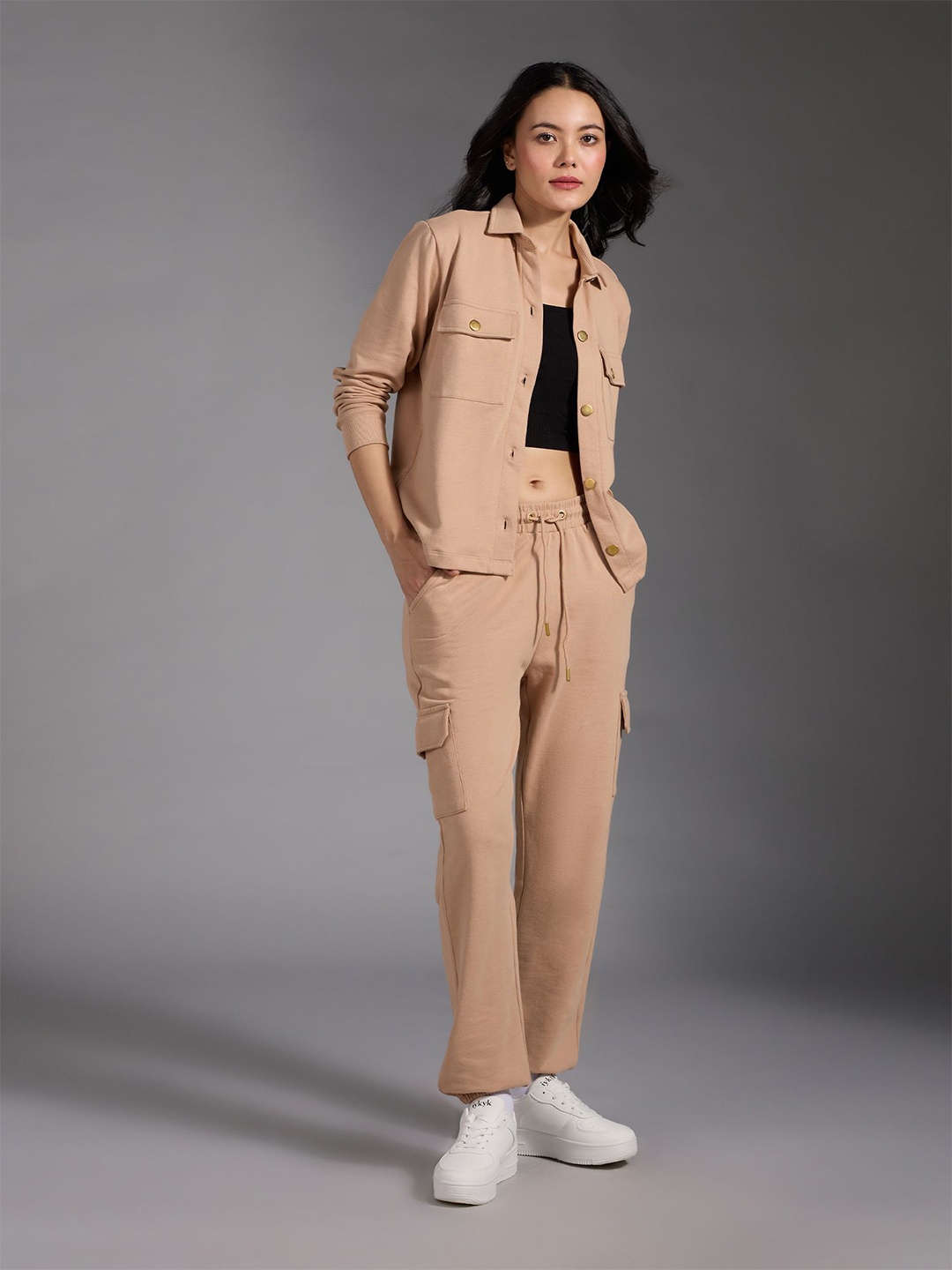 

20Dresses Women Collared Boxy Cotton Sweatshirt, Beige