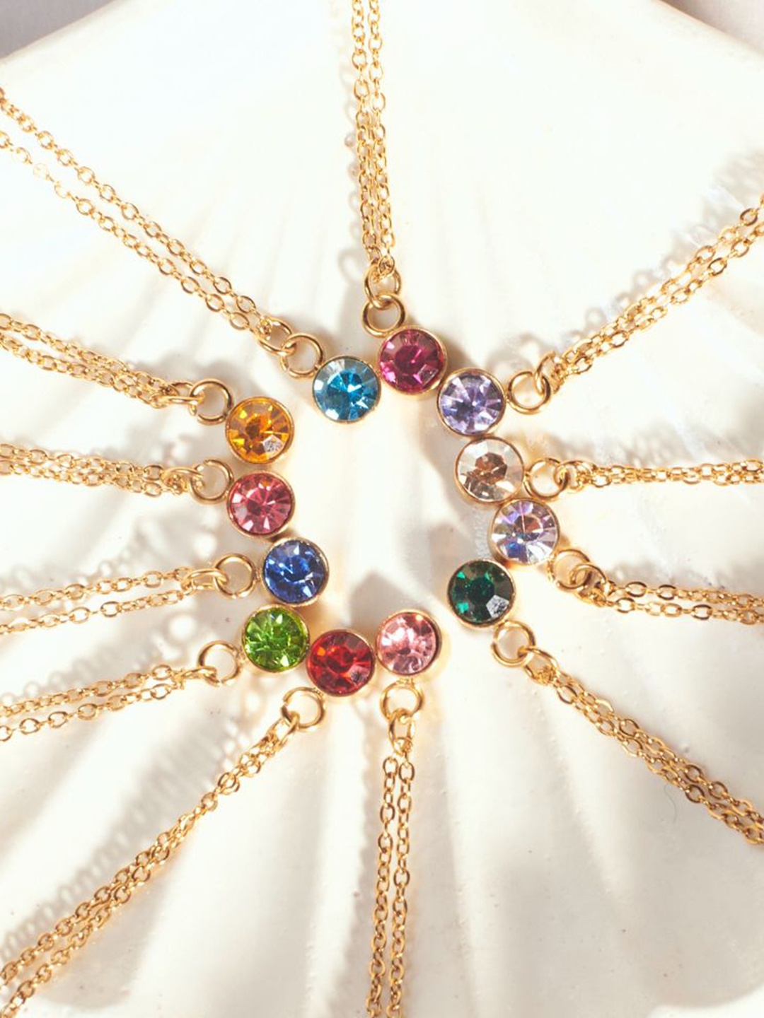 

SALTY Vibrant Light Yellow Crystal Aura Neck Chain For Women & Girls, Gold