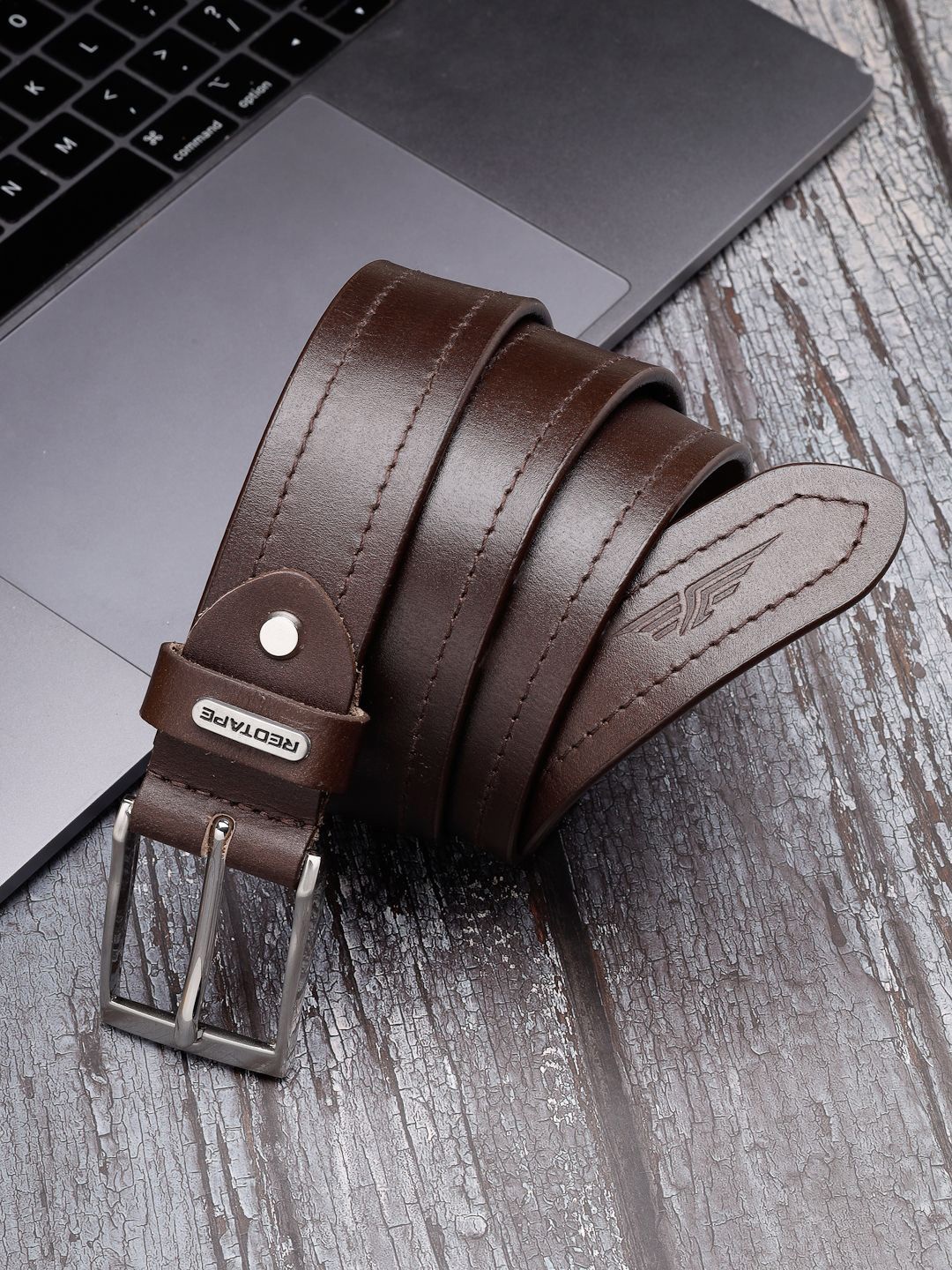 

Red Tape Men Leather Formal Belt, Brown