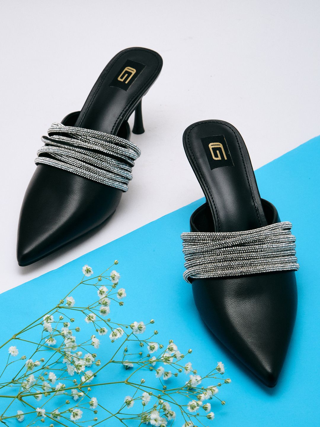 

Sole To Soul Women Embellished Slim Heel Mules, Black