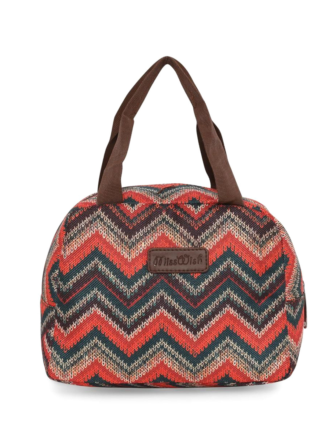 

Misswish Women Striped Structured Handheld Bag, Green