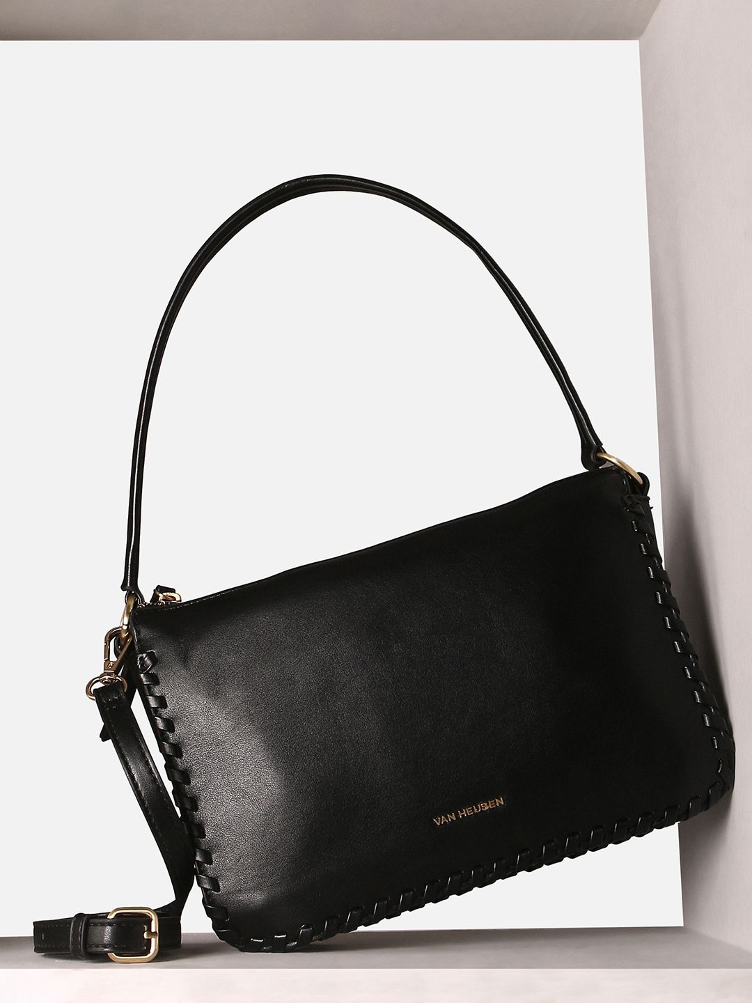 

Van Heusen Woman Textured Structured Shoulder Bag, Black