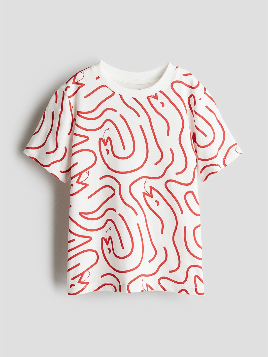 

H&M Printed Cotton T-Shirt, White