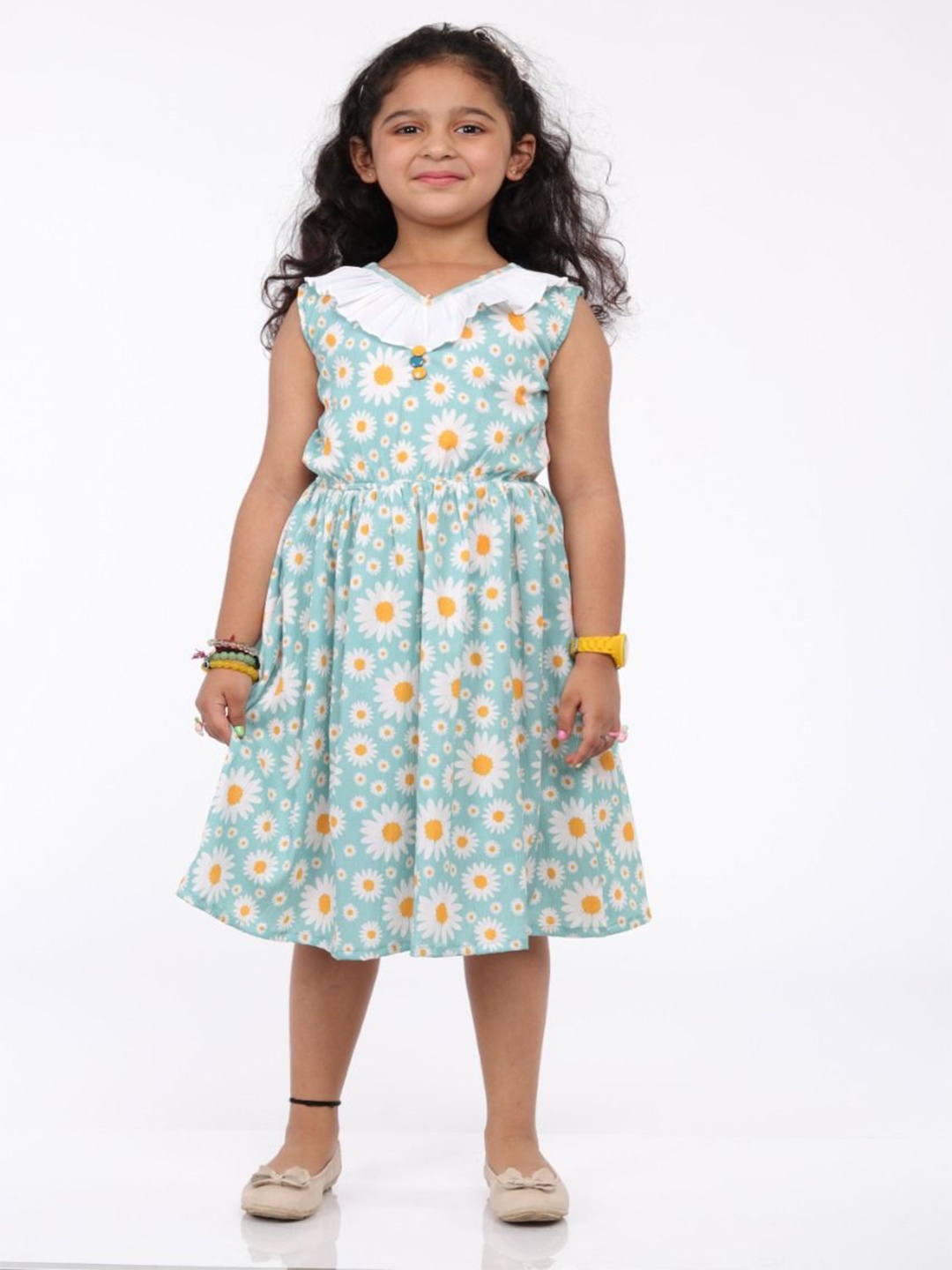 

BAESD Floral Print Chiffon Fit & Flare Midi Dress, Turquoise blue