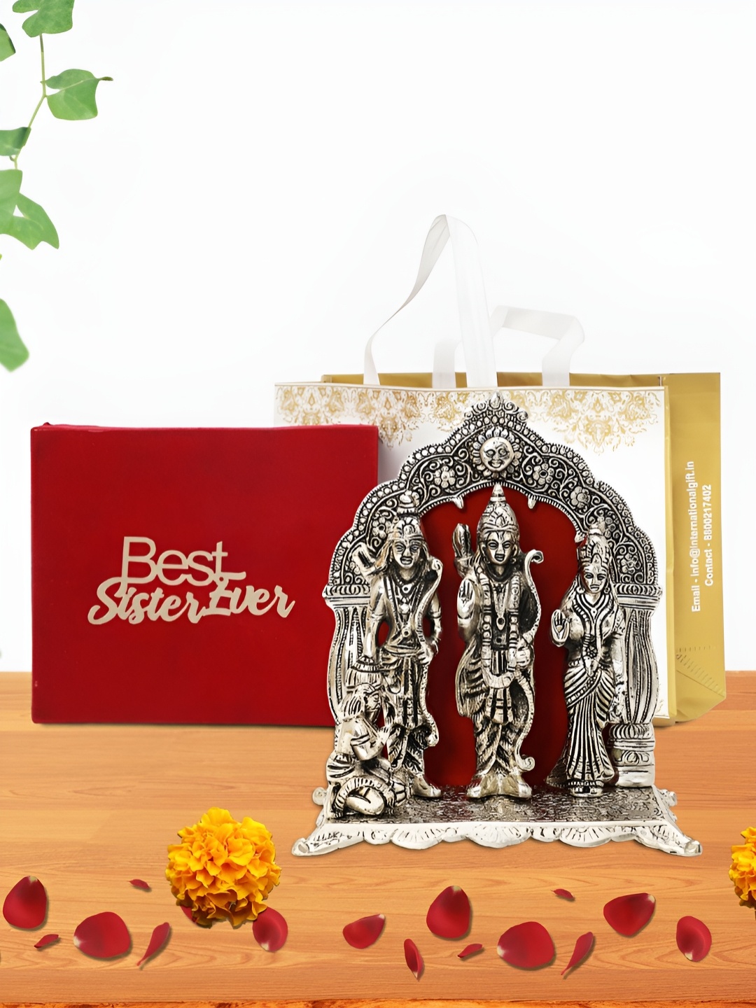 

INTERNATIONAL GIFT Silver-Toned Ram Darbar Religious Idol Showpiece