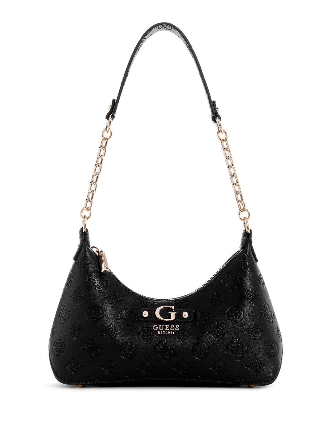 

GUESS Printed PU Bucket Shoulder Bag with Tasselled, Black