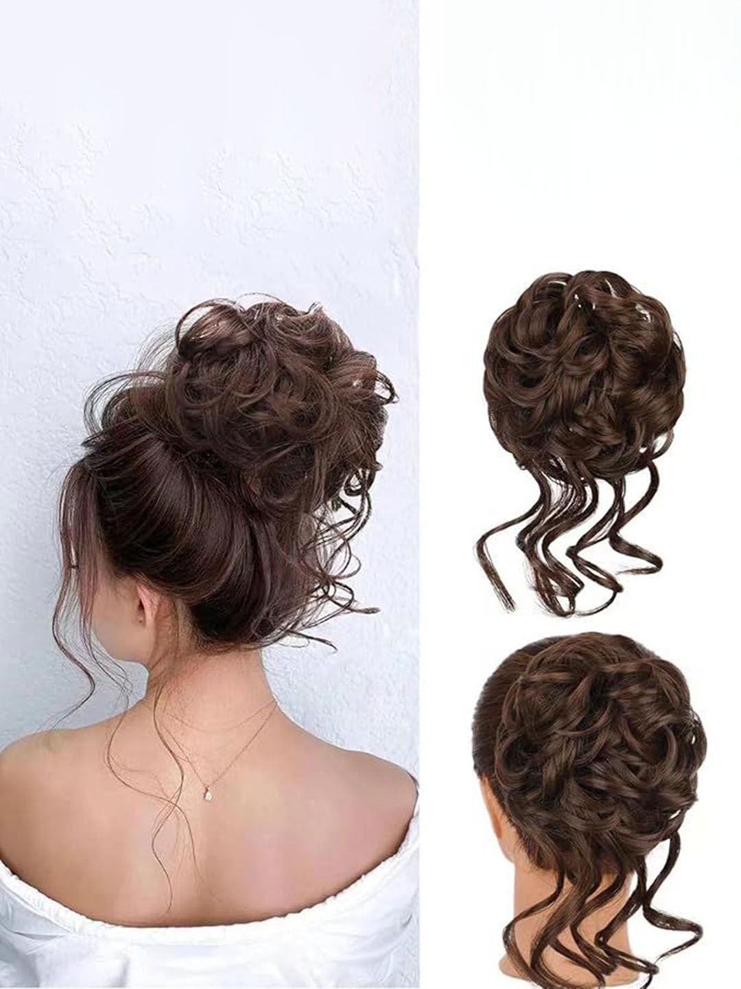 

vister Clutcher-Based Curly Hair Bun Extension - Brown - 8 Inches