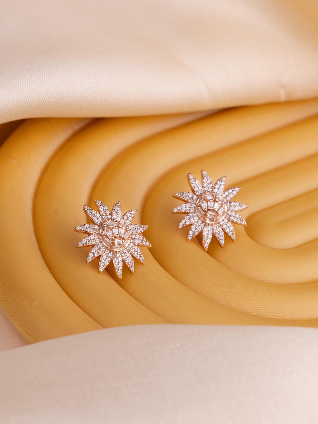 

LIORA 925 Sterling Silver Rose Gold Plated Cubic Zirconia Stones Contemporary Studs