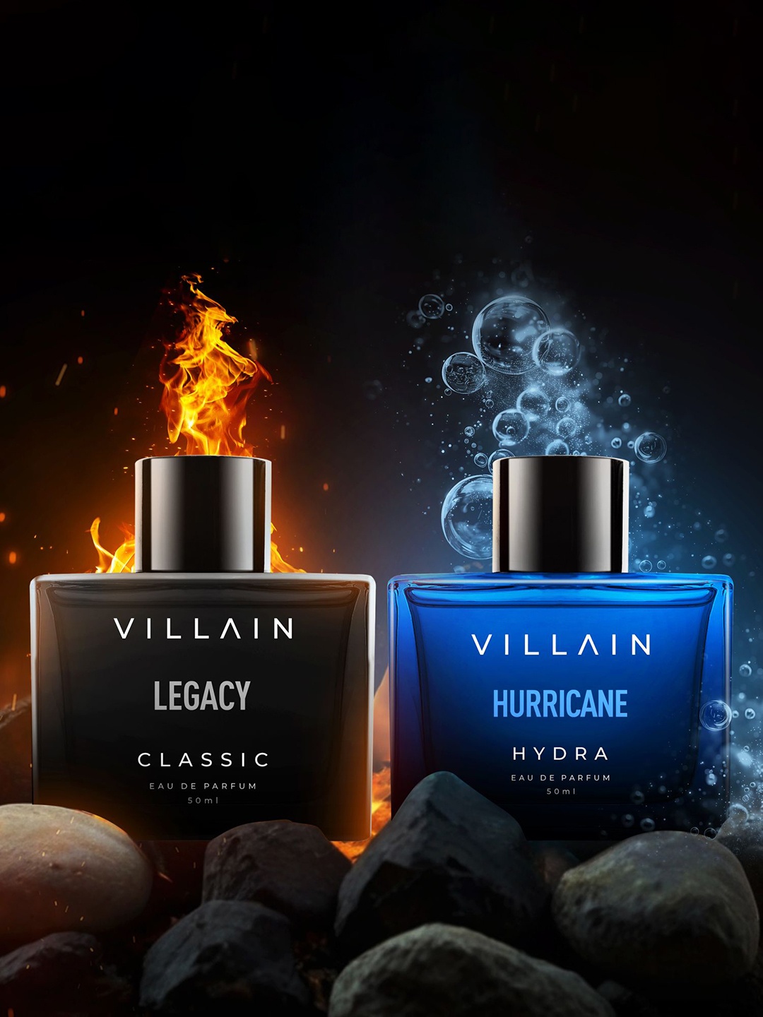 

VILLAIN Set Of 2 Luxury Party Combo Mini Eau De Parfum - 50 ml Each, Navy blue