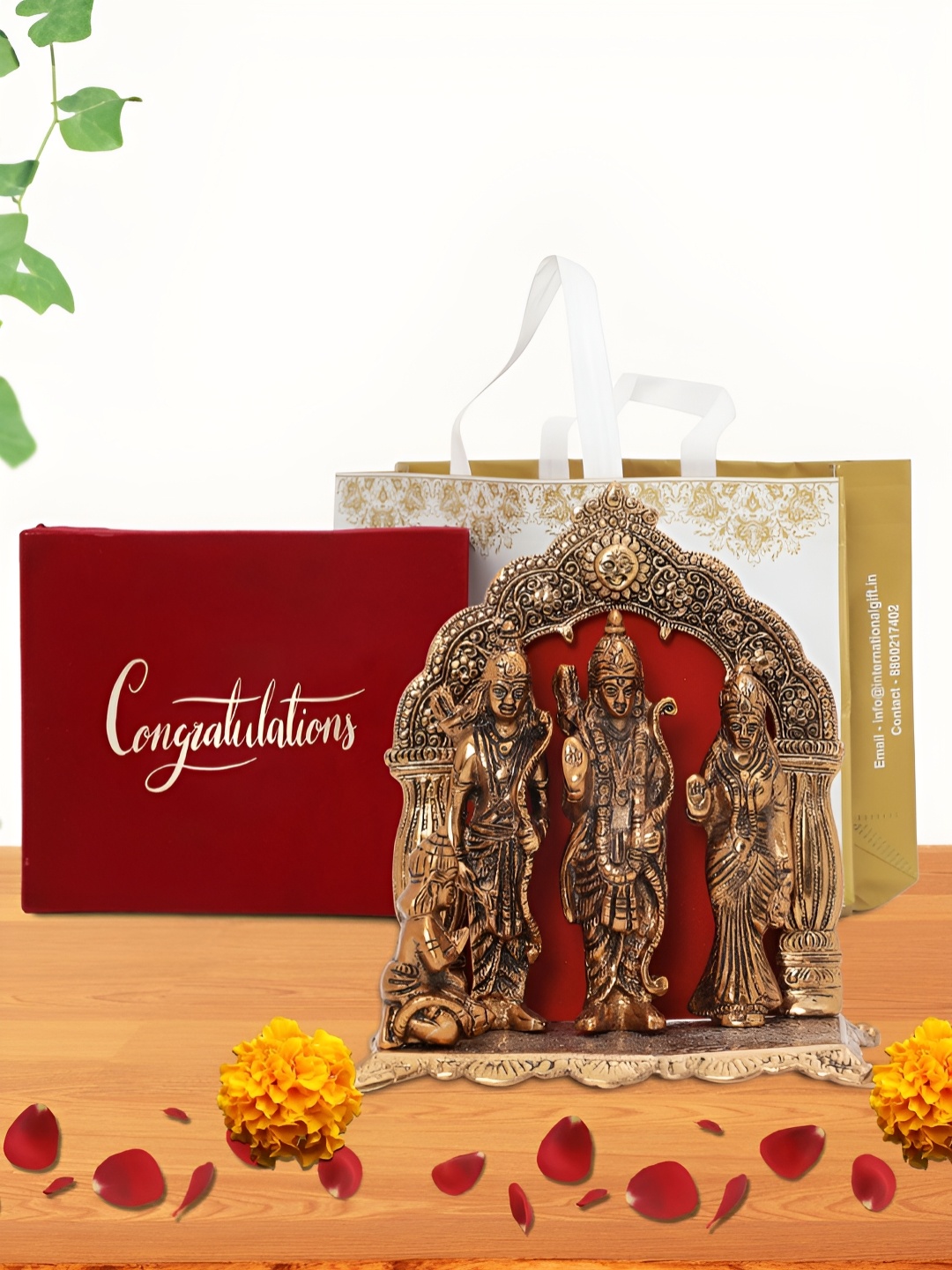 

INTERNATIONAL GIFT Brown Lord Ram Darbar Religious Idol Showpiece