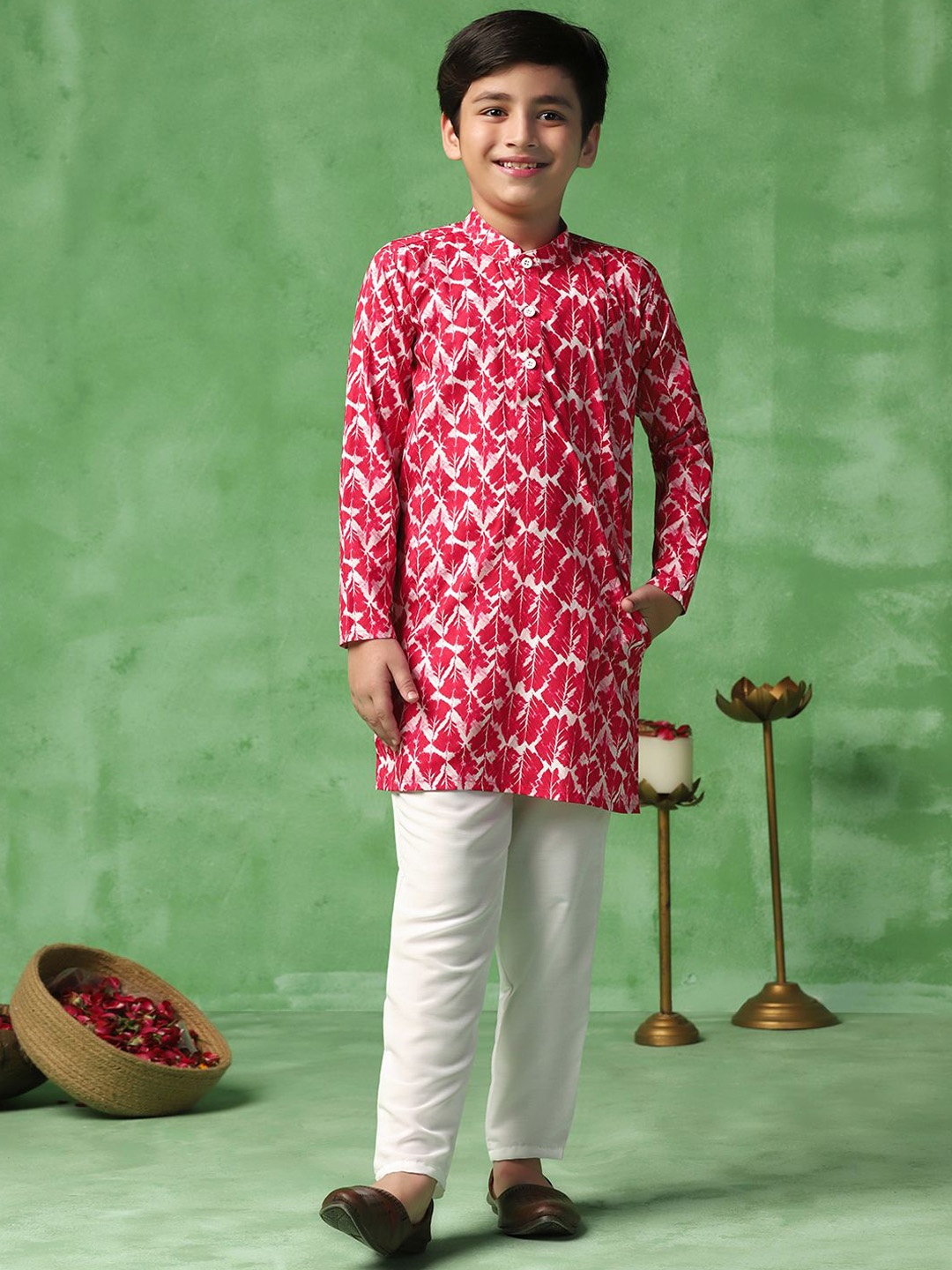 

Sangria Boys Printed Kurta Set, Maroon