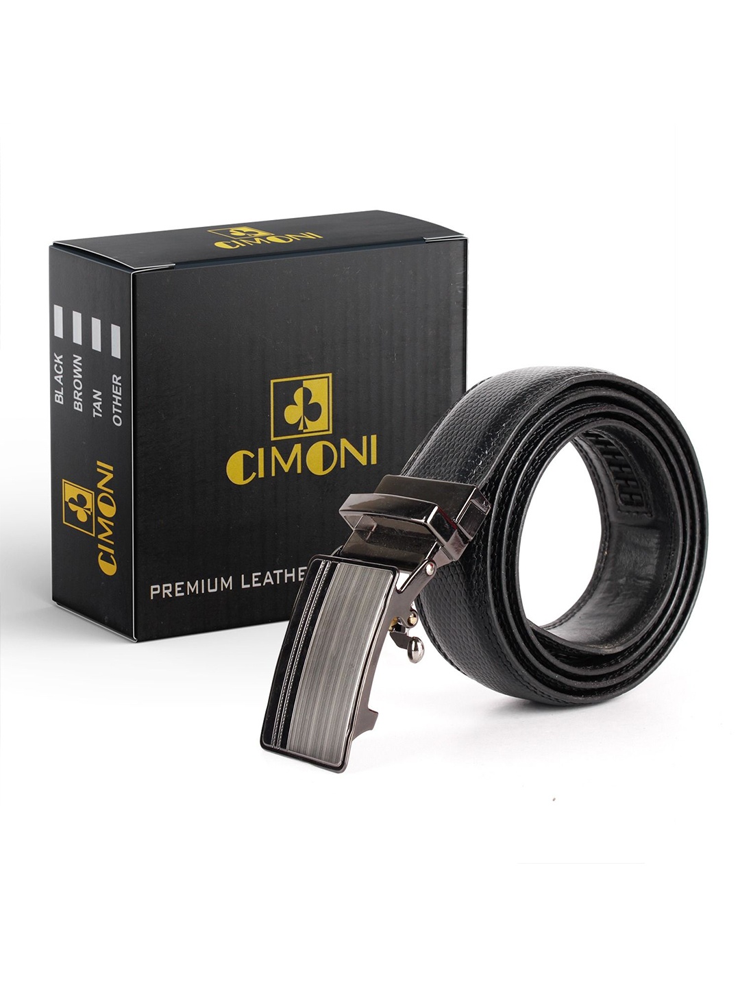 

CIMONI Men Textured Autolock Formal Belt, Black