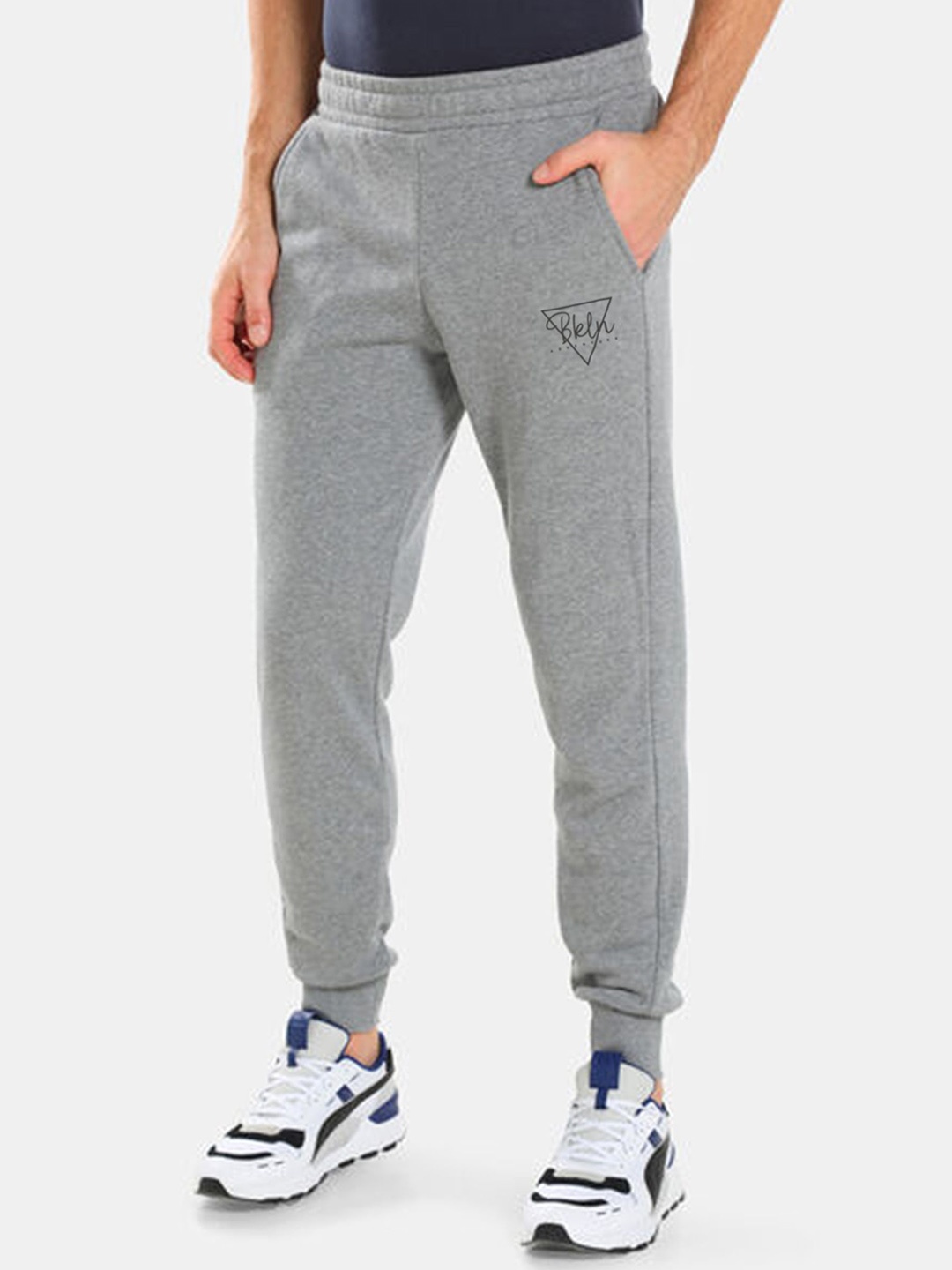 

Moda Rapido Printed Mid-Rise Joggers, Grey melange