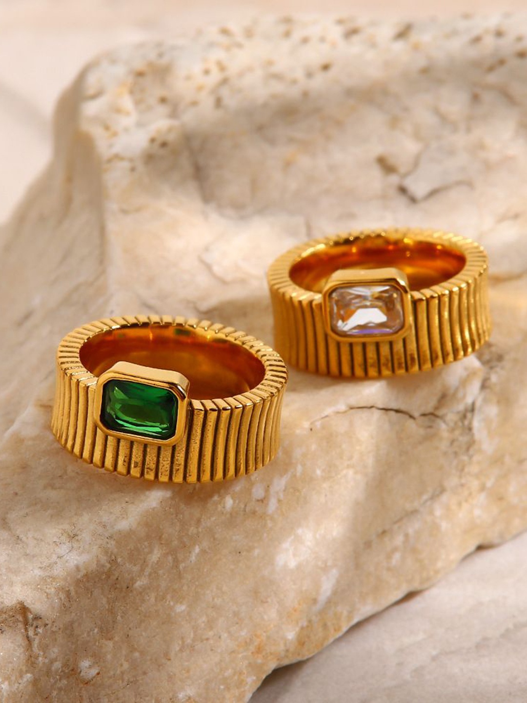 

KAORI BY SHREYA AGARWAL 18K Gold Plated Stone Studded Finger Ring
