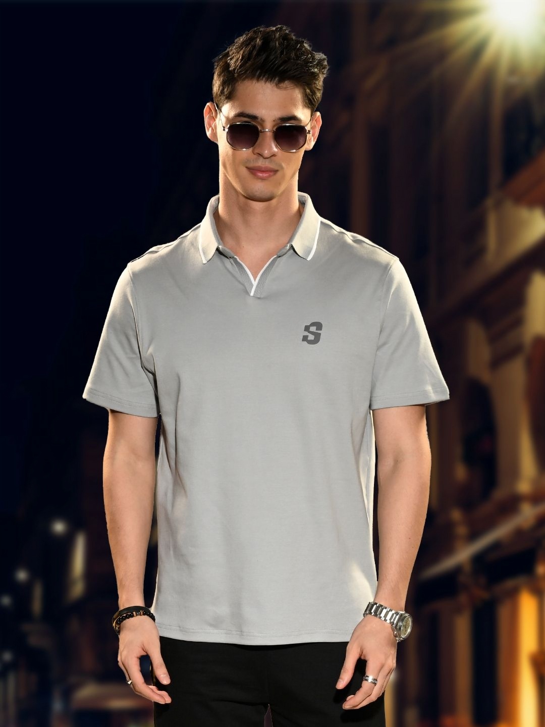

Supa Men Solid Polo Collar Cotton T-shirt, Grey