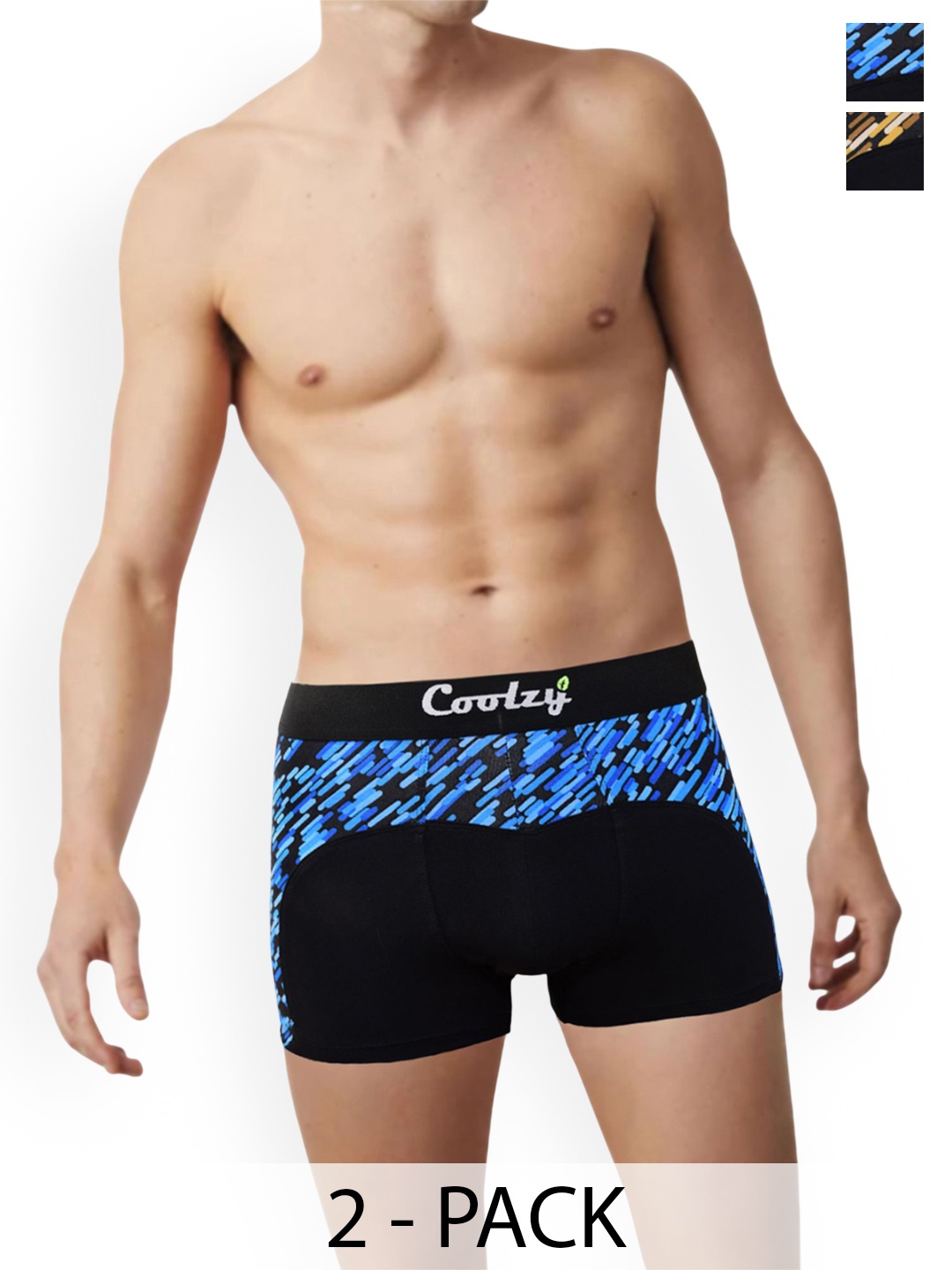 

COOLZY Pack Of 2 Printed Short Trunks EOSHTN2K057-S, Black