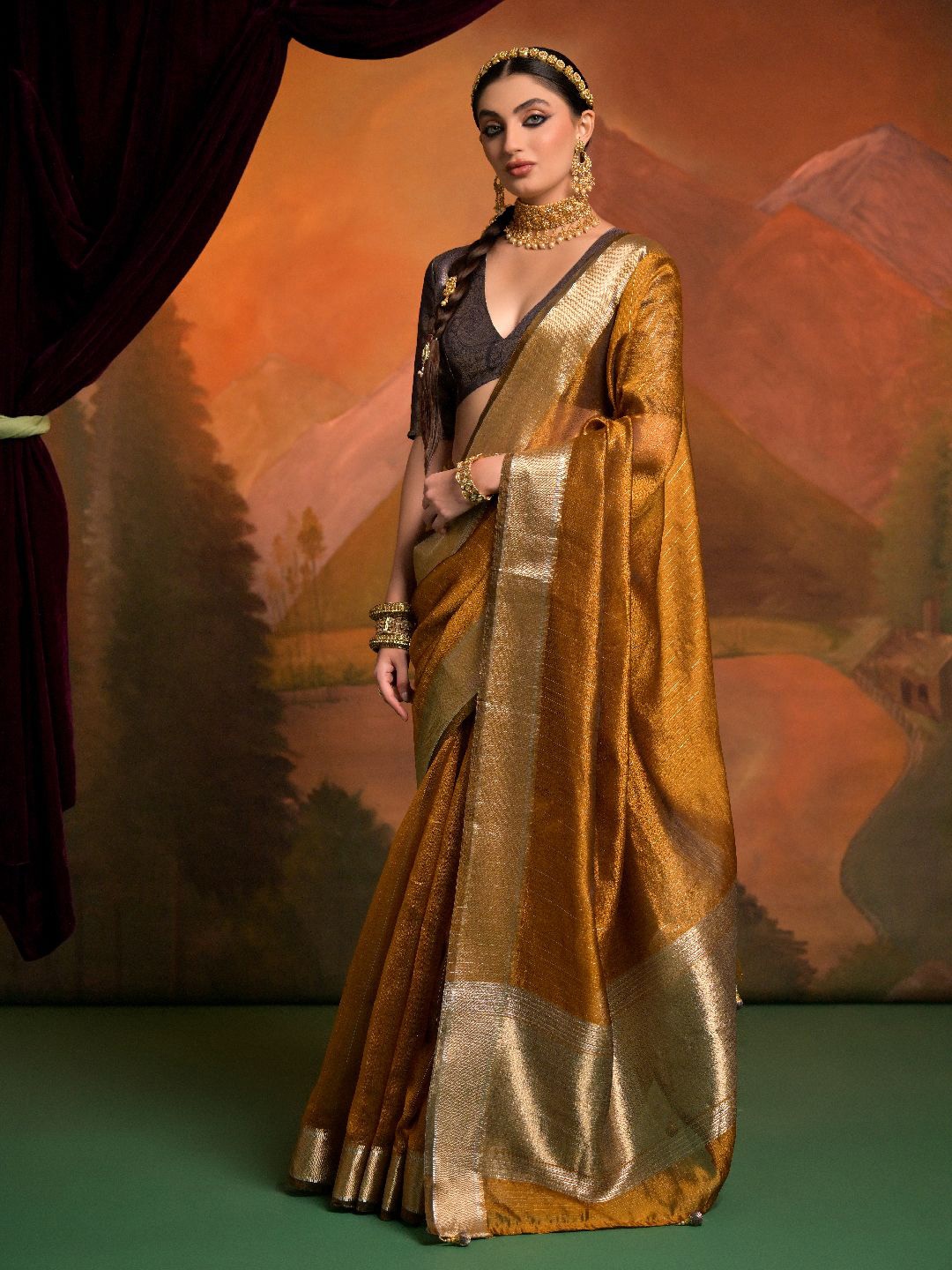 

LeeliPeeri Designer Woven Design Zari Silk Blend Saree, Mustard
