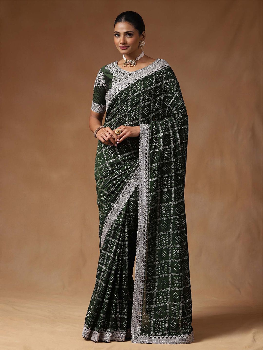 

Saree mall Embroidered Printed Sarees, Green