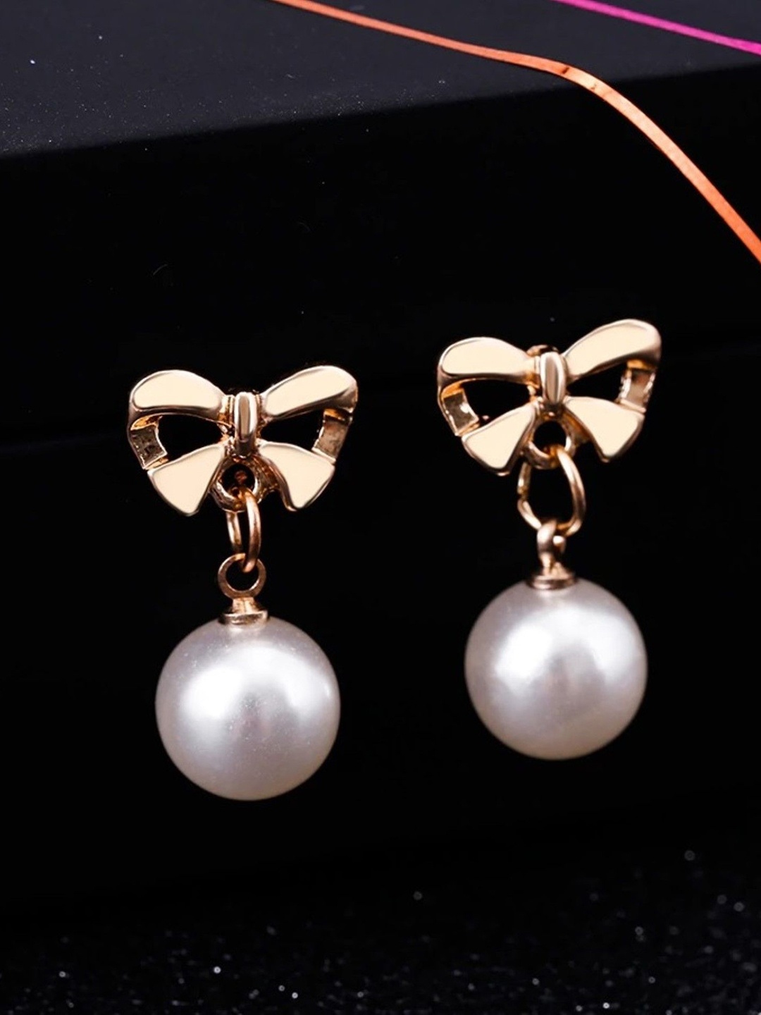 

fabula Artificial Stones and Beads Contemporary Drop Earrings, Gold
