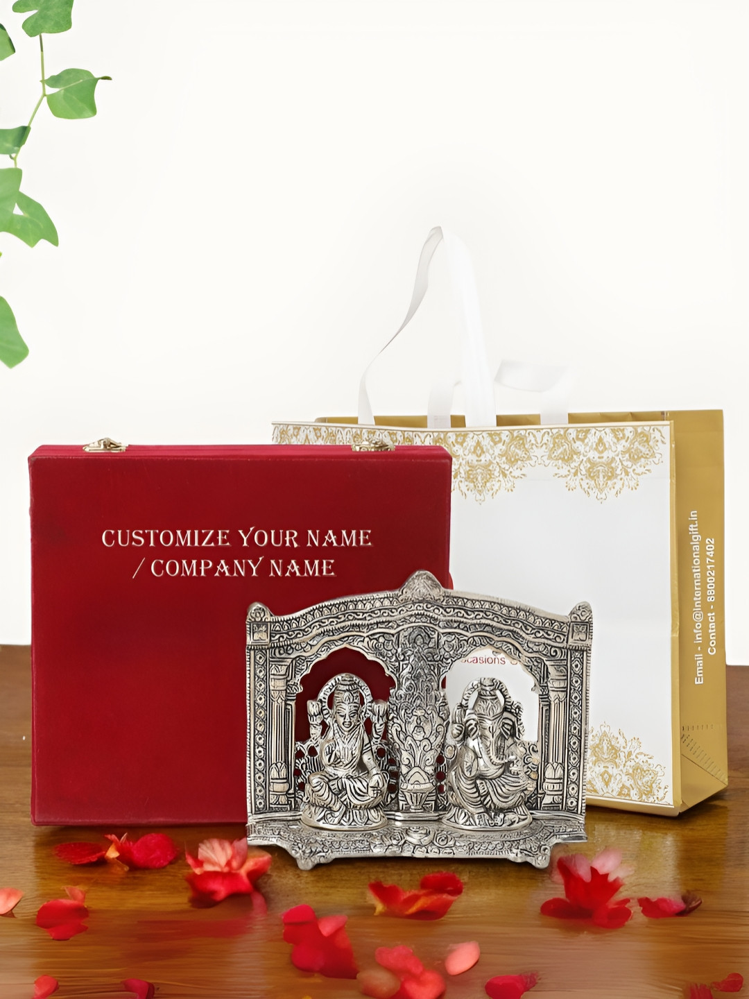 

INTERNATIONAL GIFT Silver-Toned Laxmi Ganesh Religious Idol Showpiece