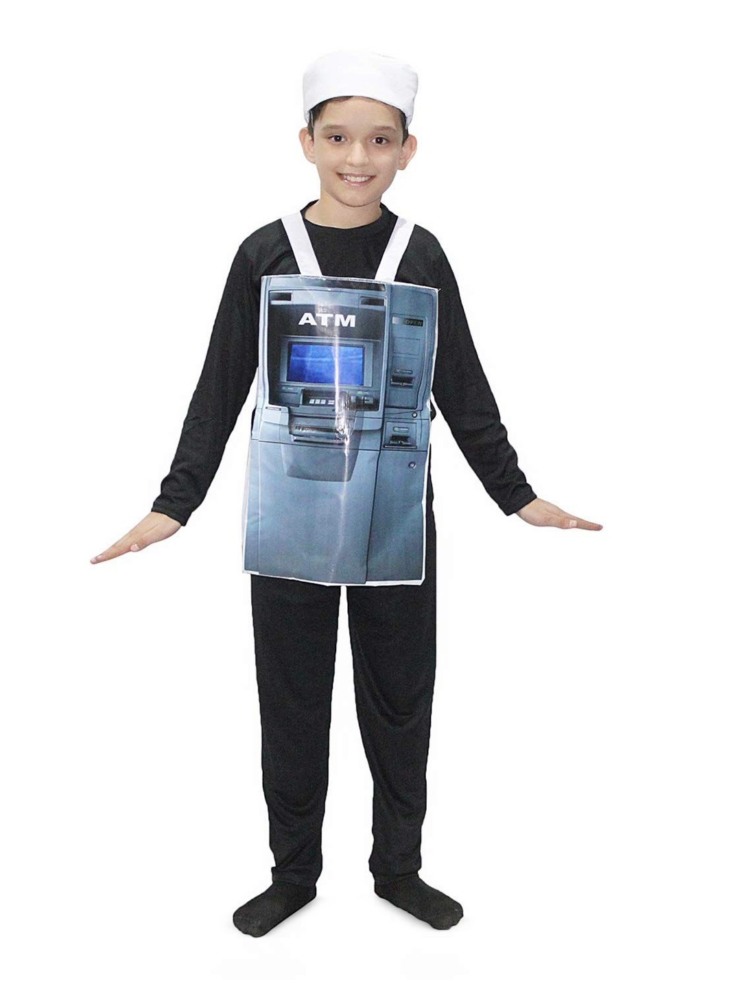 

Kaku Fancy dresses Kids Atm Money Dispensing Machine Costume And Cap, Black