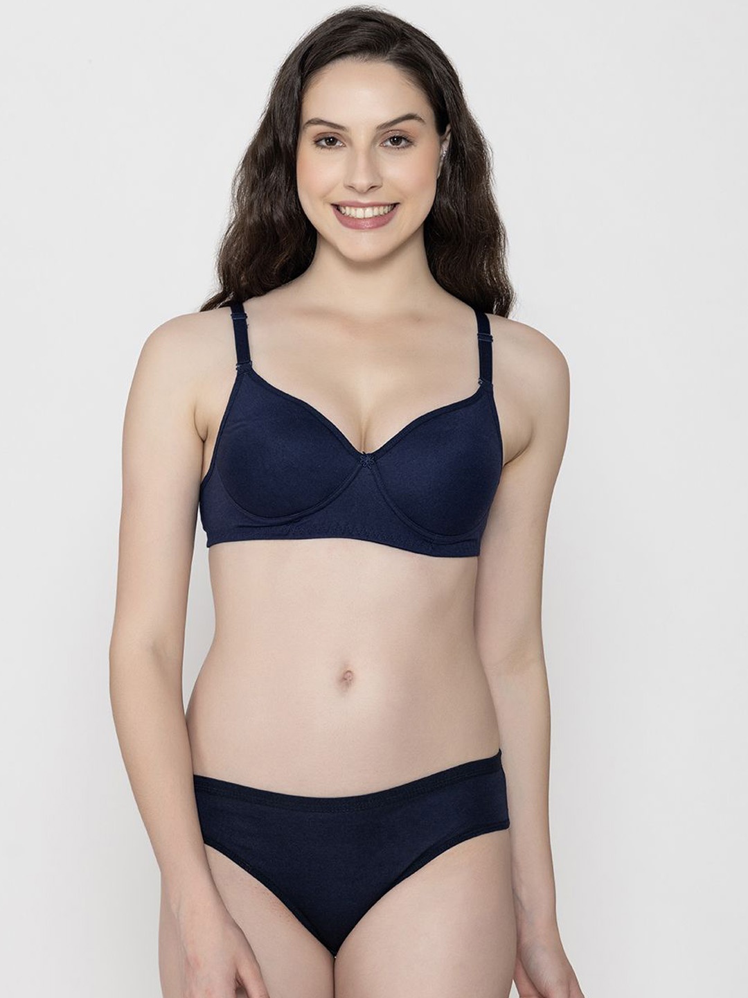 

Narsingha Dreams Women Full Coverage Shoulder Strap lingerie Set, Navy blue