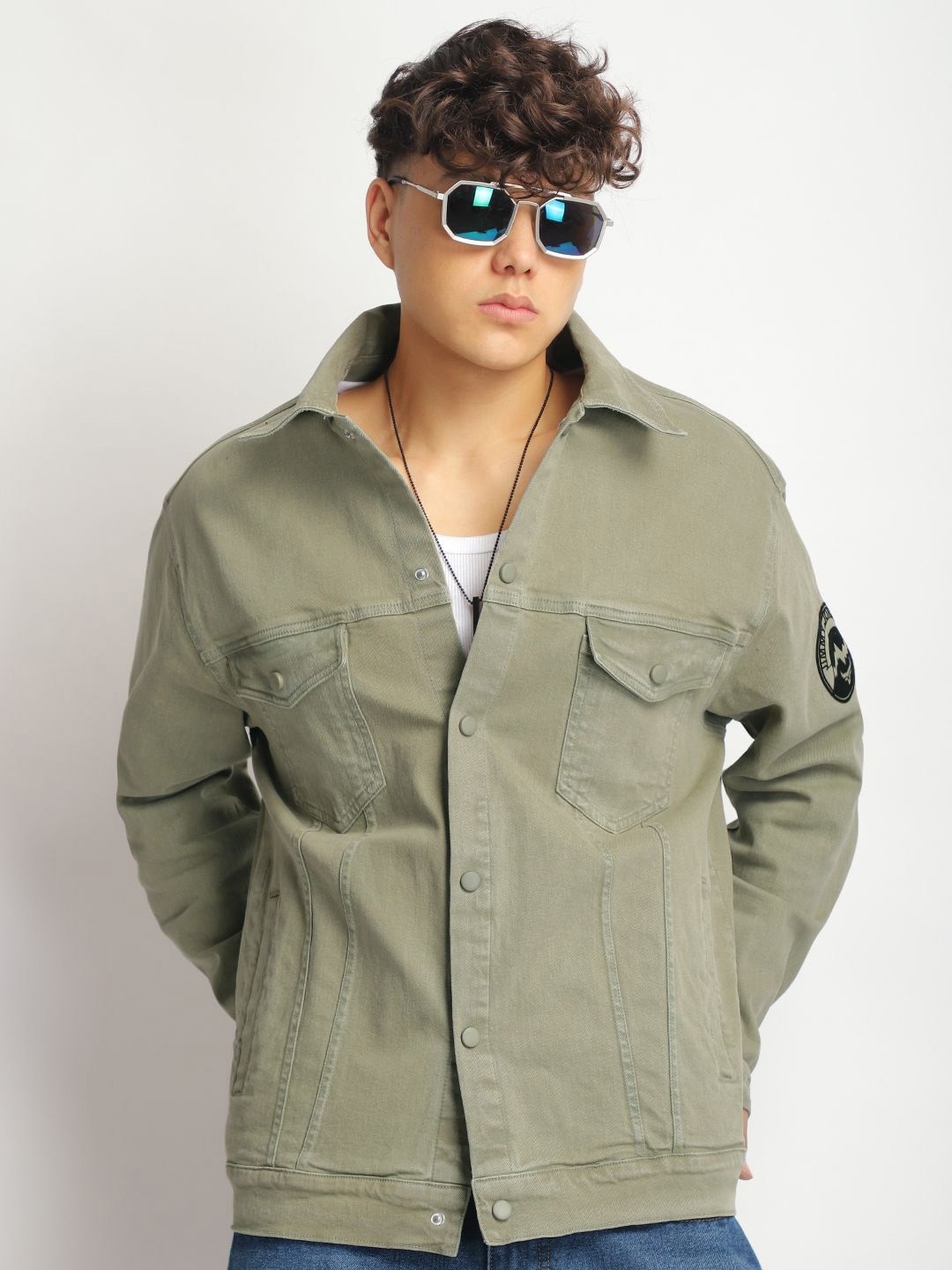 

JIMMY & JORDAN Men Denim Jacket, Green