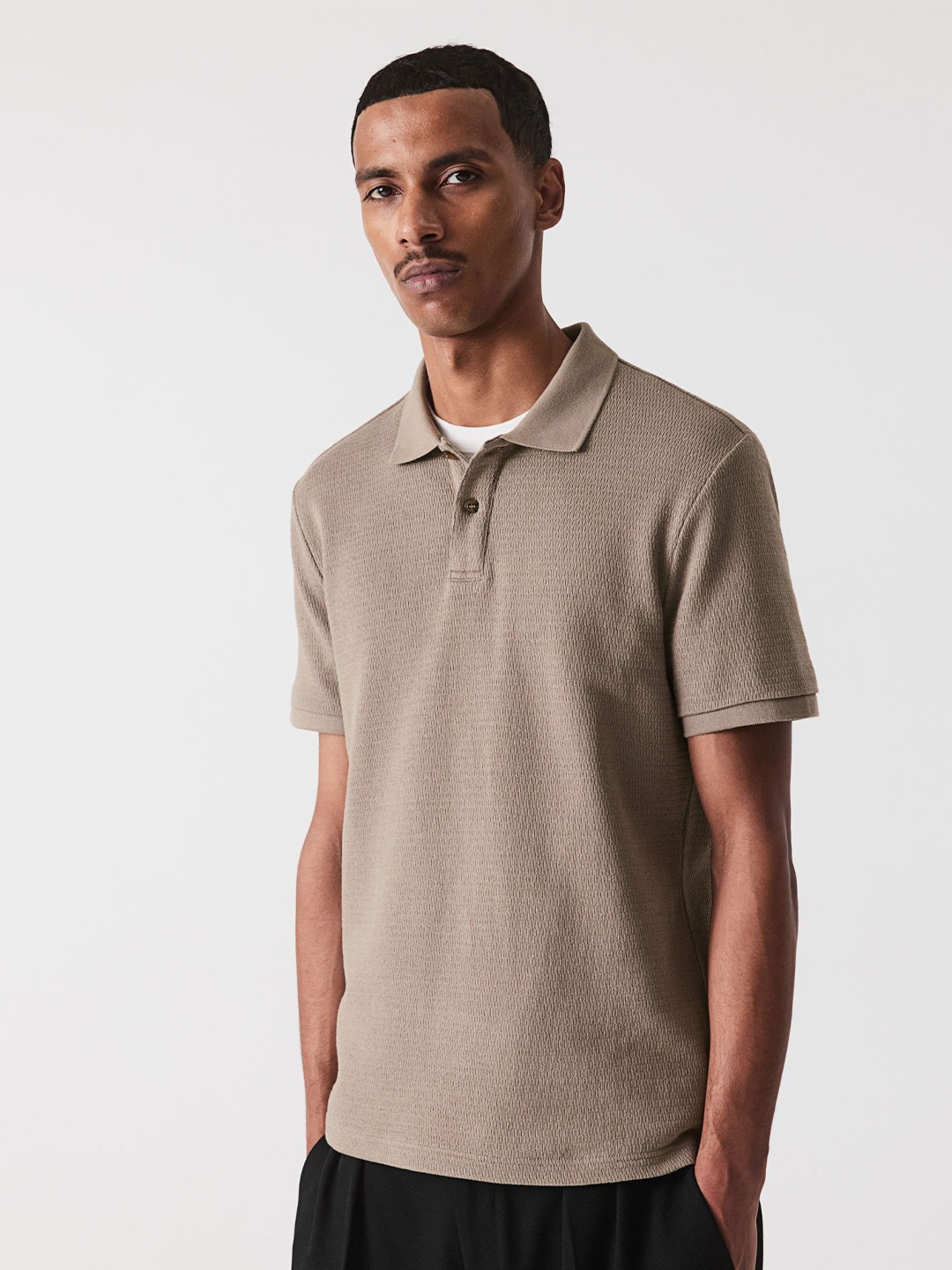 

H&M Slim Fit Polo Shirt, Beige