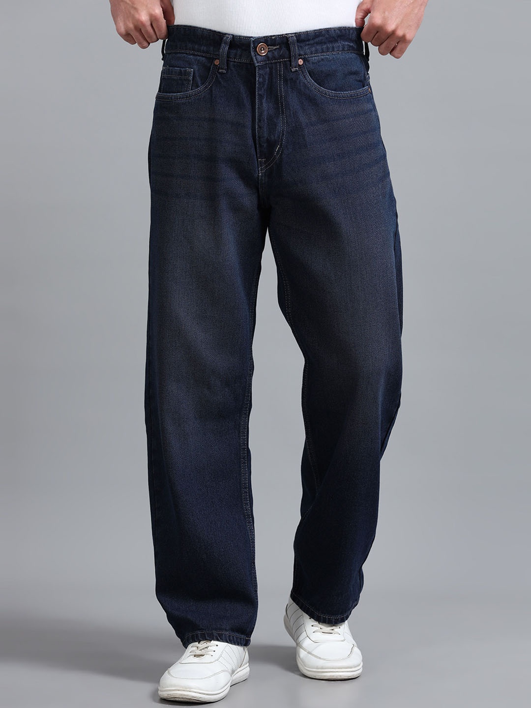 

The Roadster Lifestyle Pure Cotton Loose Wide Leg Fit Jeans, Blue