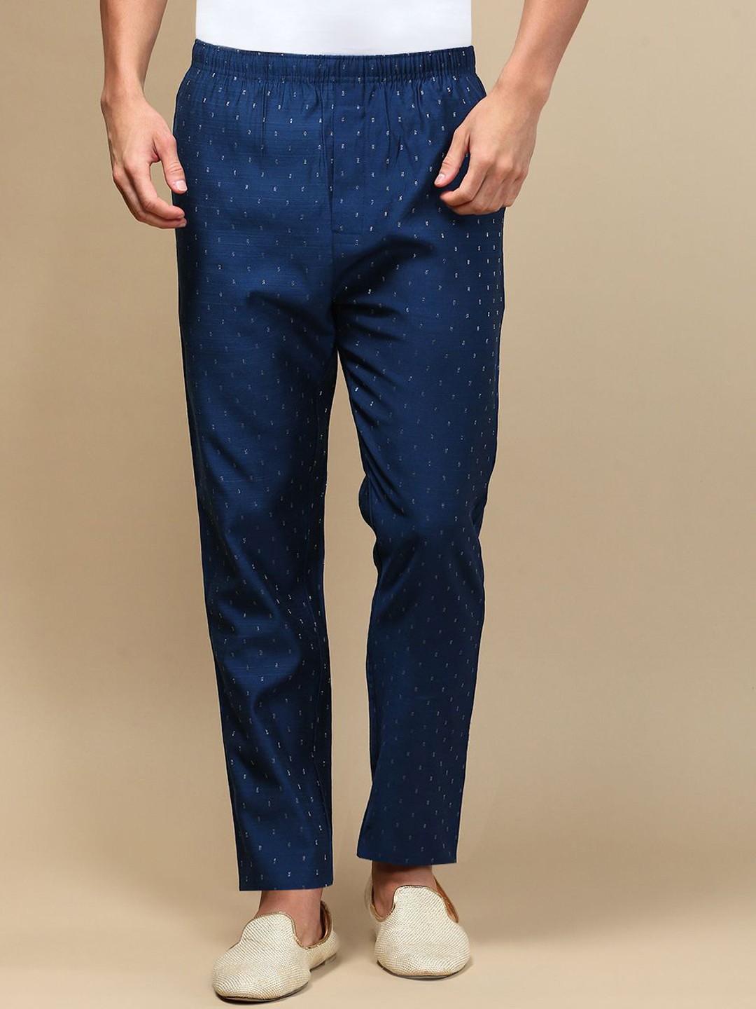 

WHITE HEART Men Mid-Rise Printed Pyjamas, Navy blue