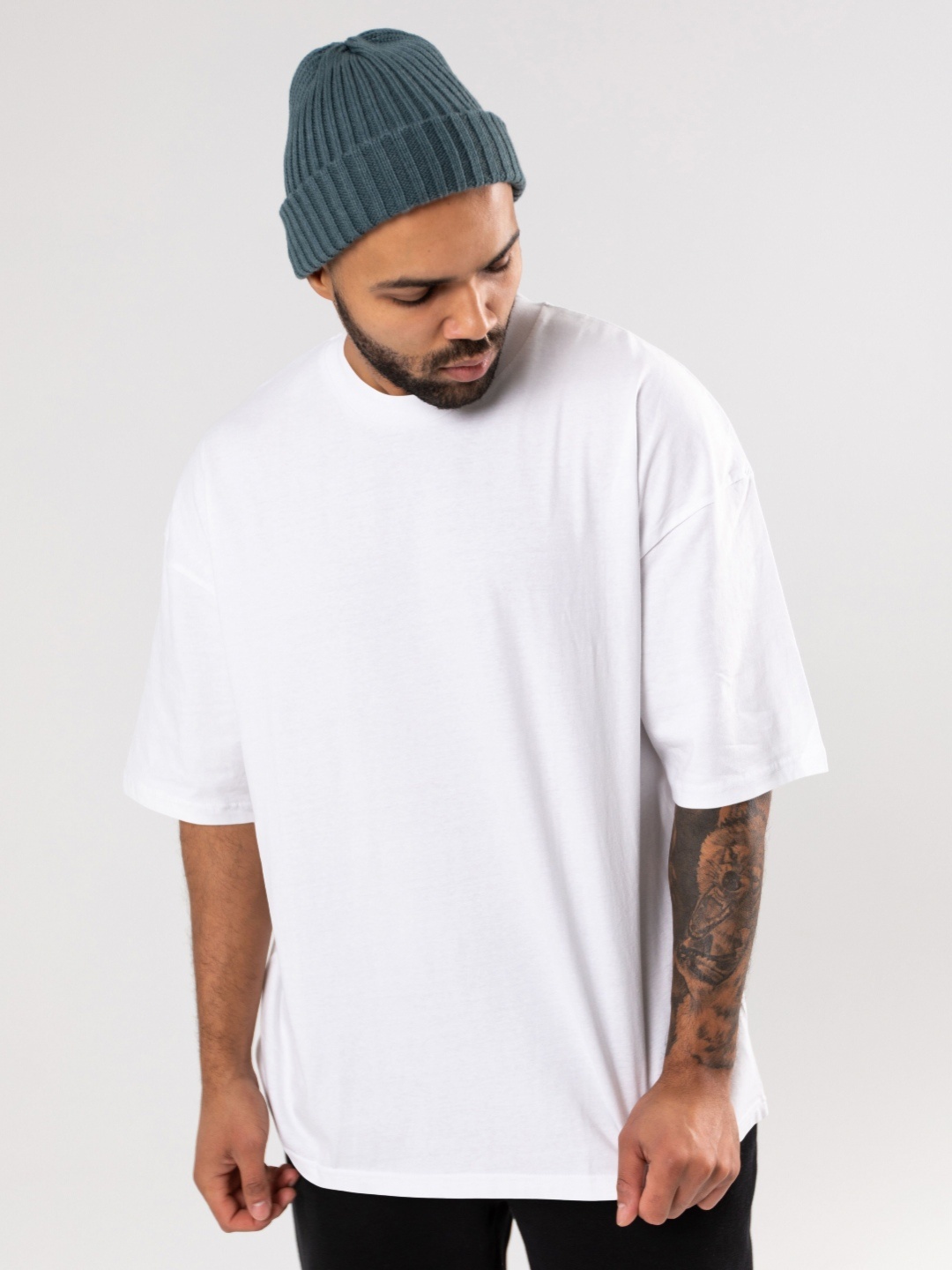 

FLYIND VOGUE OUTFIT Men Bio Finish Typography Printed Round Neck Cotton Oversized T-shirt, White