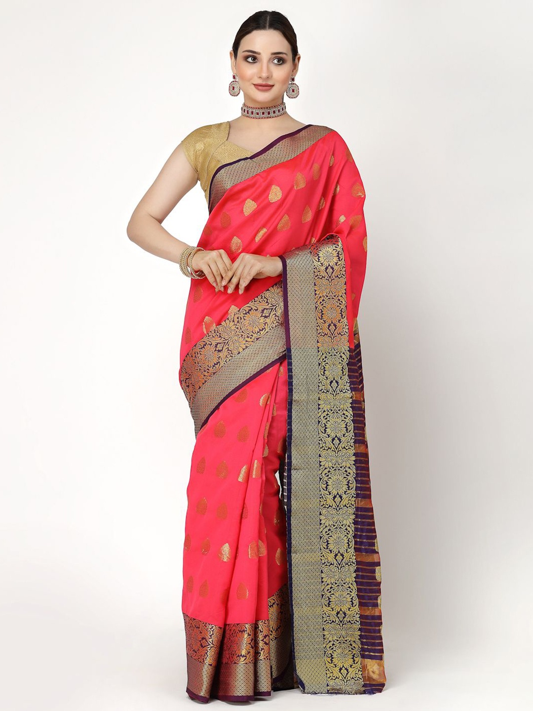 

RAJUL Woven Design Zari Banarasi Saree, Red