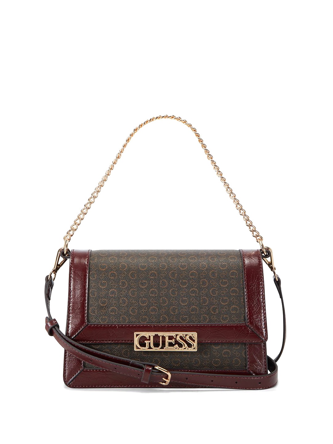 

GUESS Printed Structured Shoulder Bag, Brown