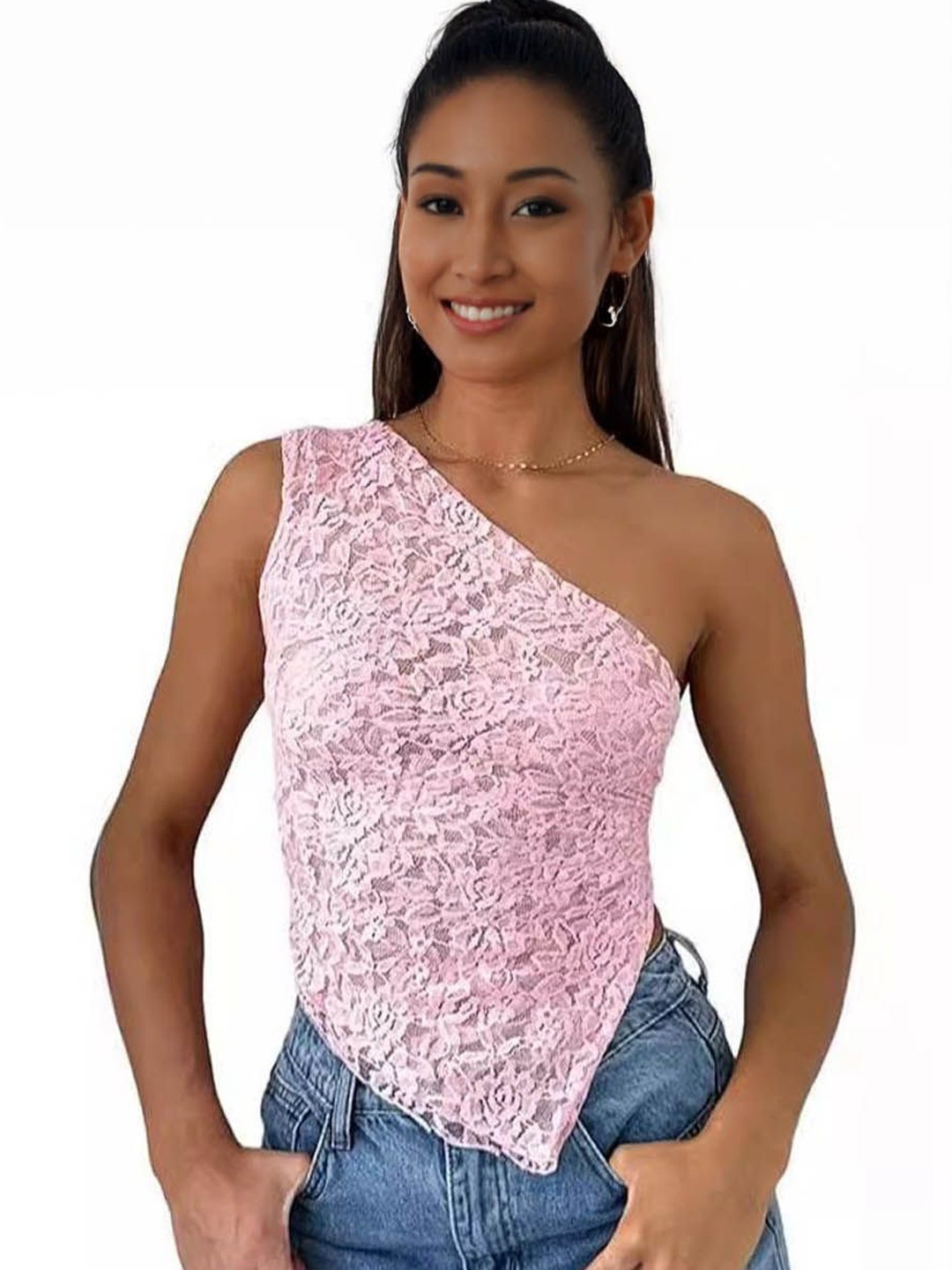 

StyleCast Print One Shoulder Top, Pink