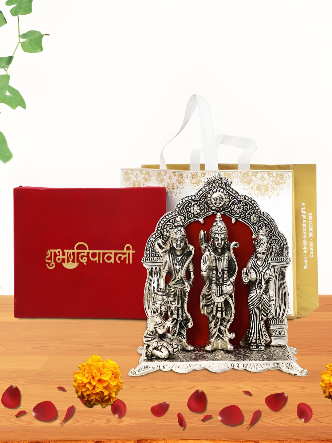 

INTERNATIONAL GIFT Silver-Toned Ram Darbar Religious Idol Showpiece