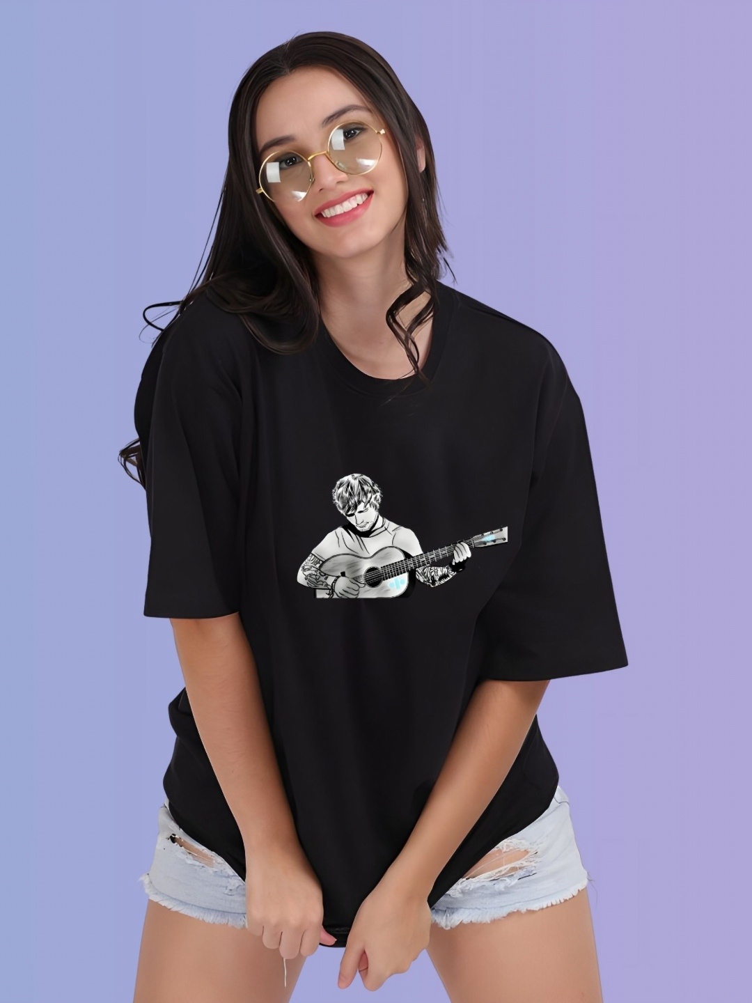 

TRENDSATTIRE Women Ed Sheeran Fan Tshirt, Black
