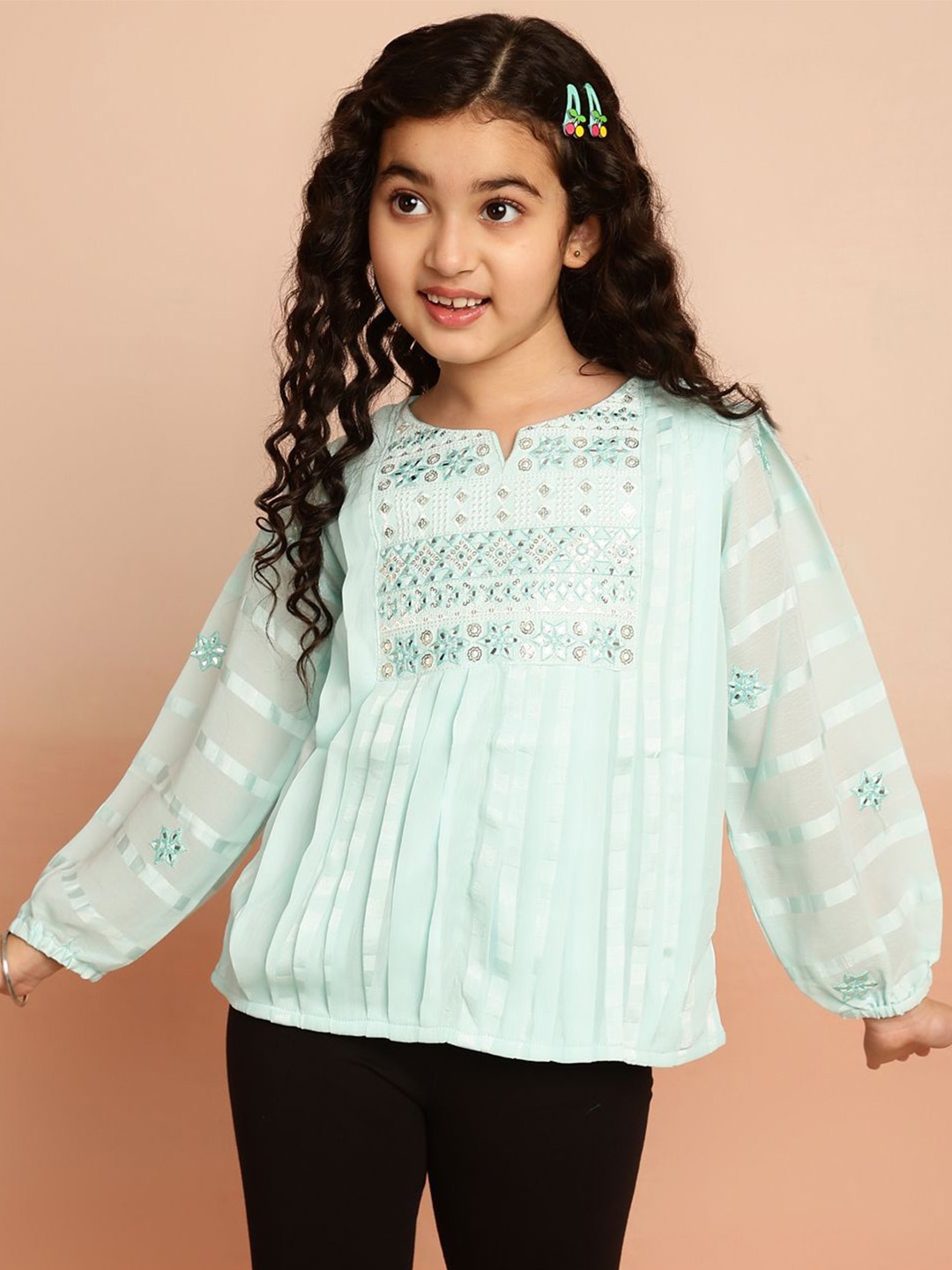 

Ishti Girls Floral Printed Top, Blue