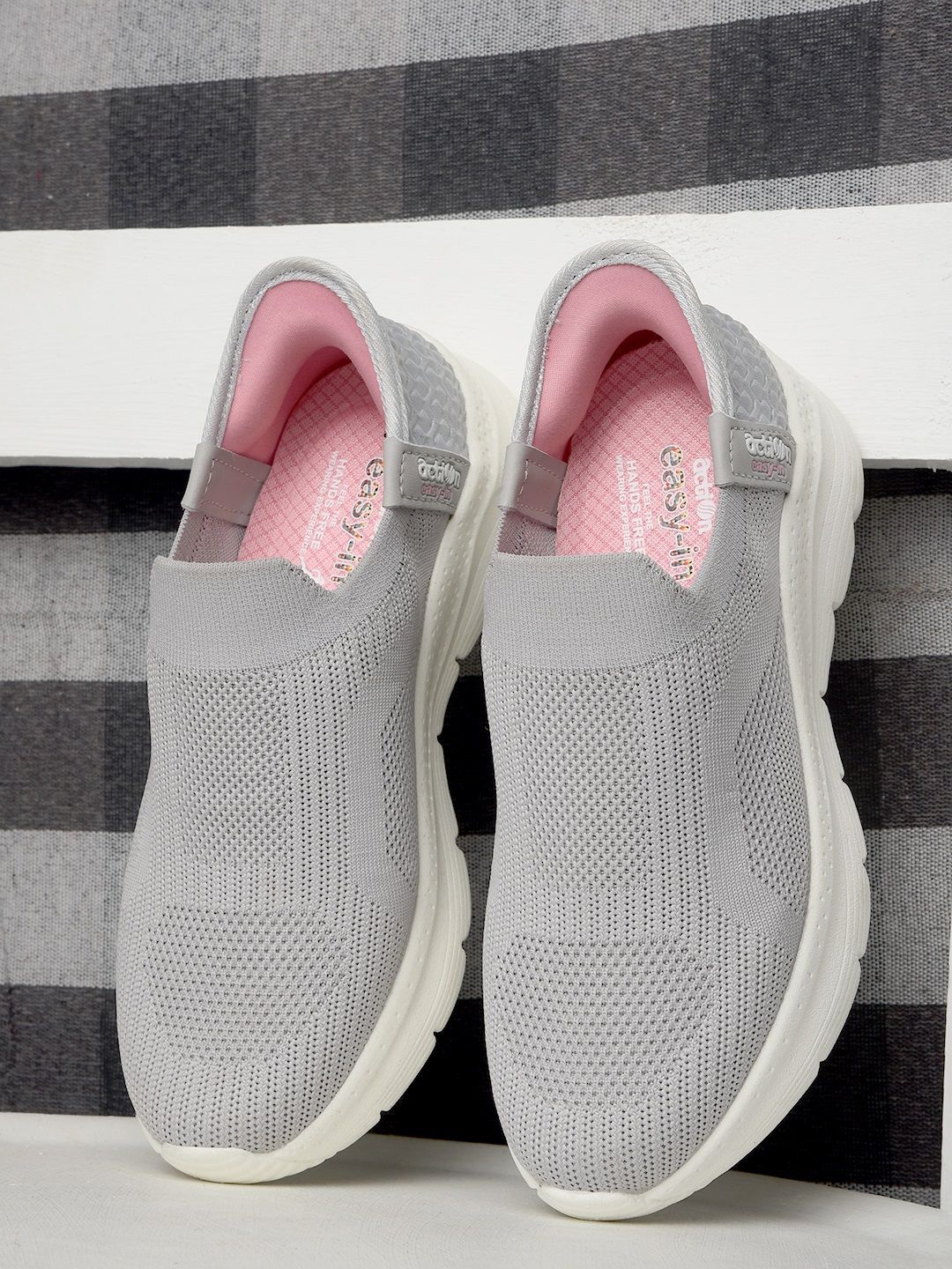 

Action Women Woven Design Slip-On Sneakers, Grey