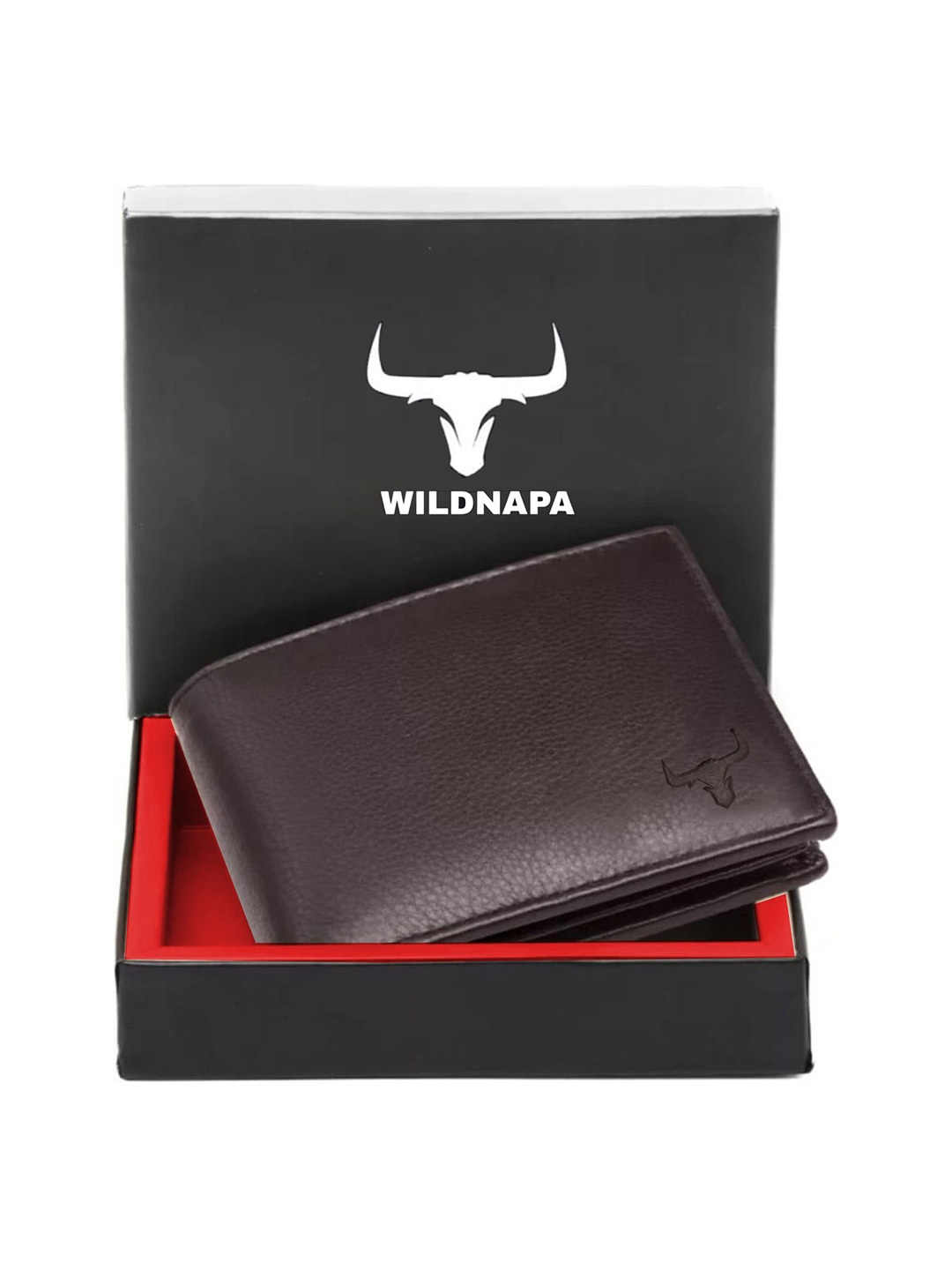 

WILDNAPA Men Leather Two Fold Wallet, Brown