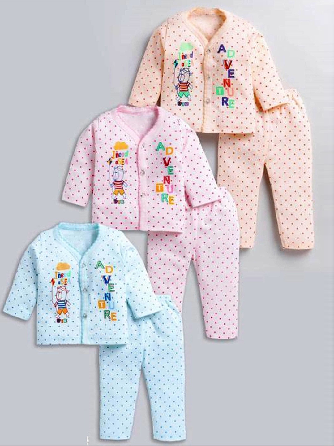 

SHINING4 Kids Pack Of 3 Printed Shirt With Trousers, Blue