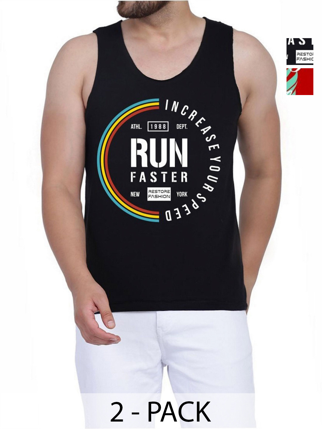 

WOOSTRO Men Pack Of 2 Typography Printed Round Neck Cotton Slim Fit T-shirts, Red