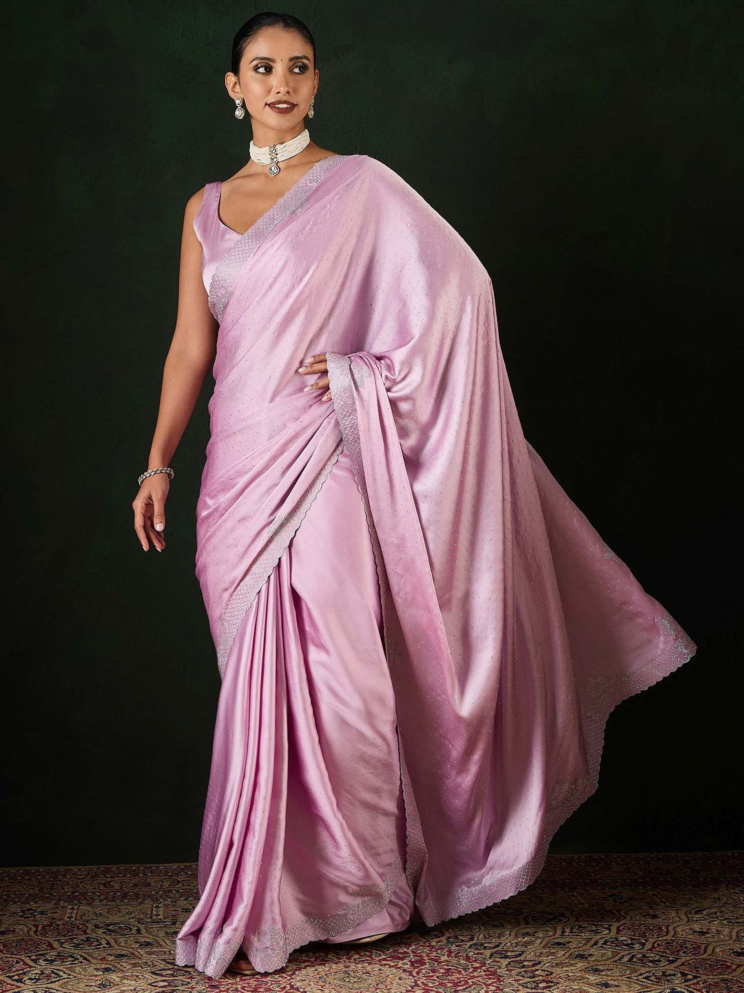 

Sangria Embellished Party Wear Saree With Unstitched Blouse, Mauve