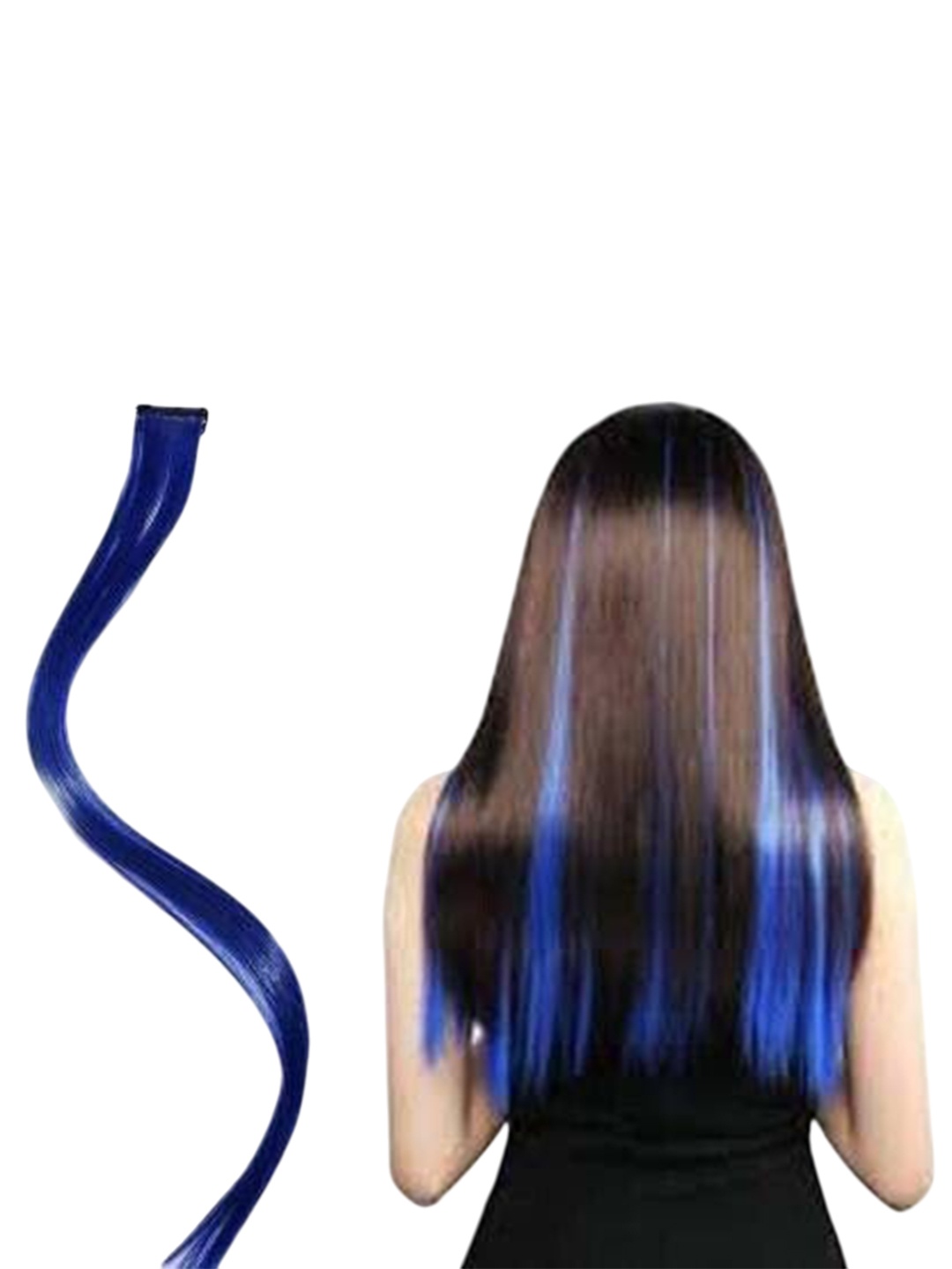 

vister Set Of 4 Straight Clip-In Hair Extension - Blue - 24 Inch