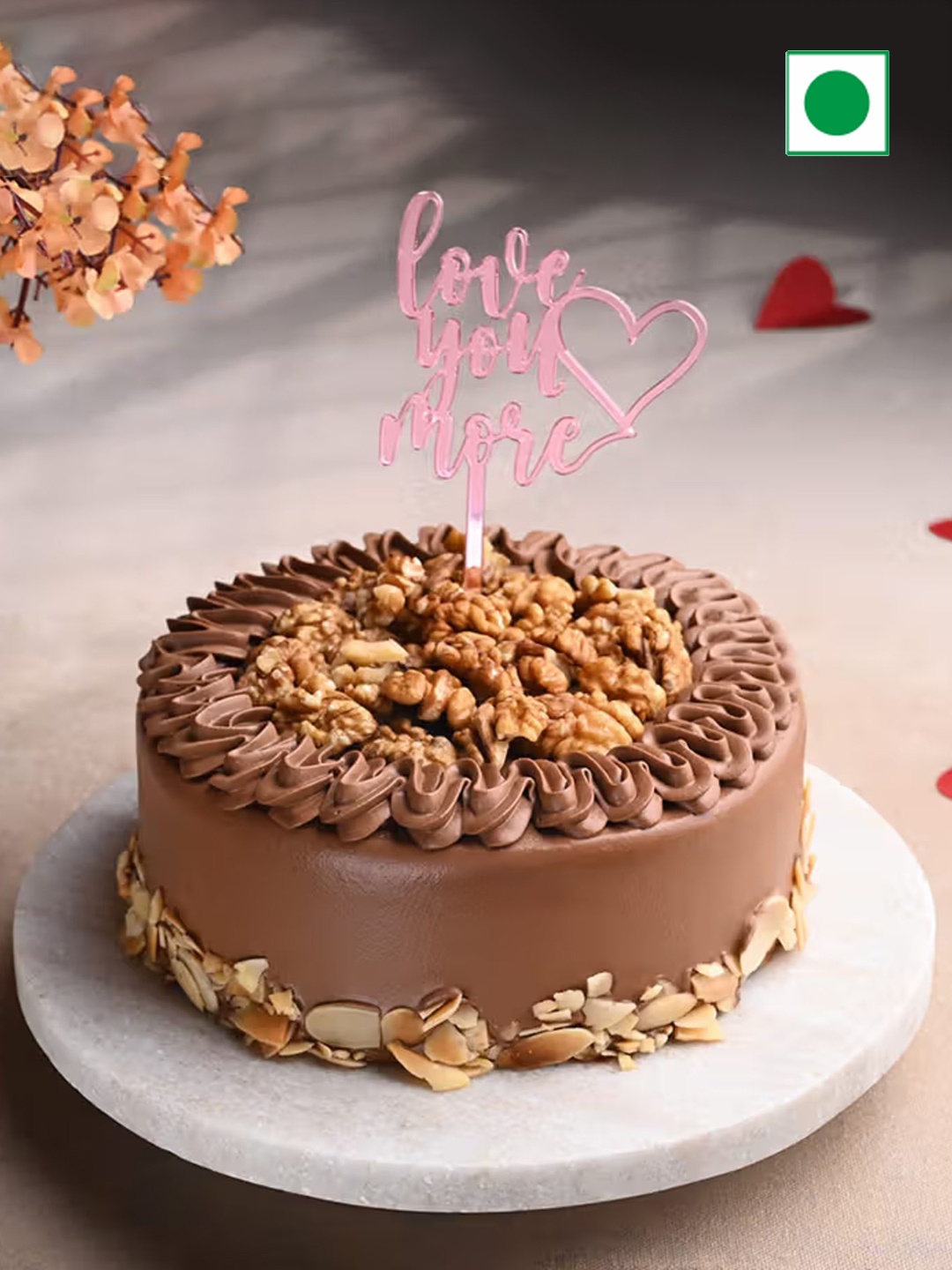 

Floweraura Walnut Choco Flavor Eggless Round Cake2Kg, Brown